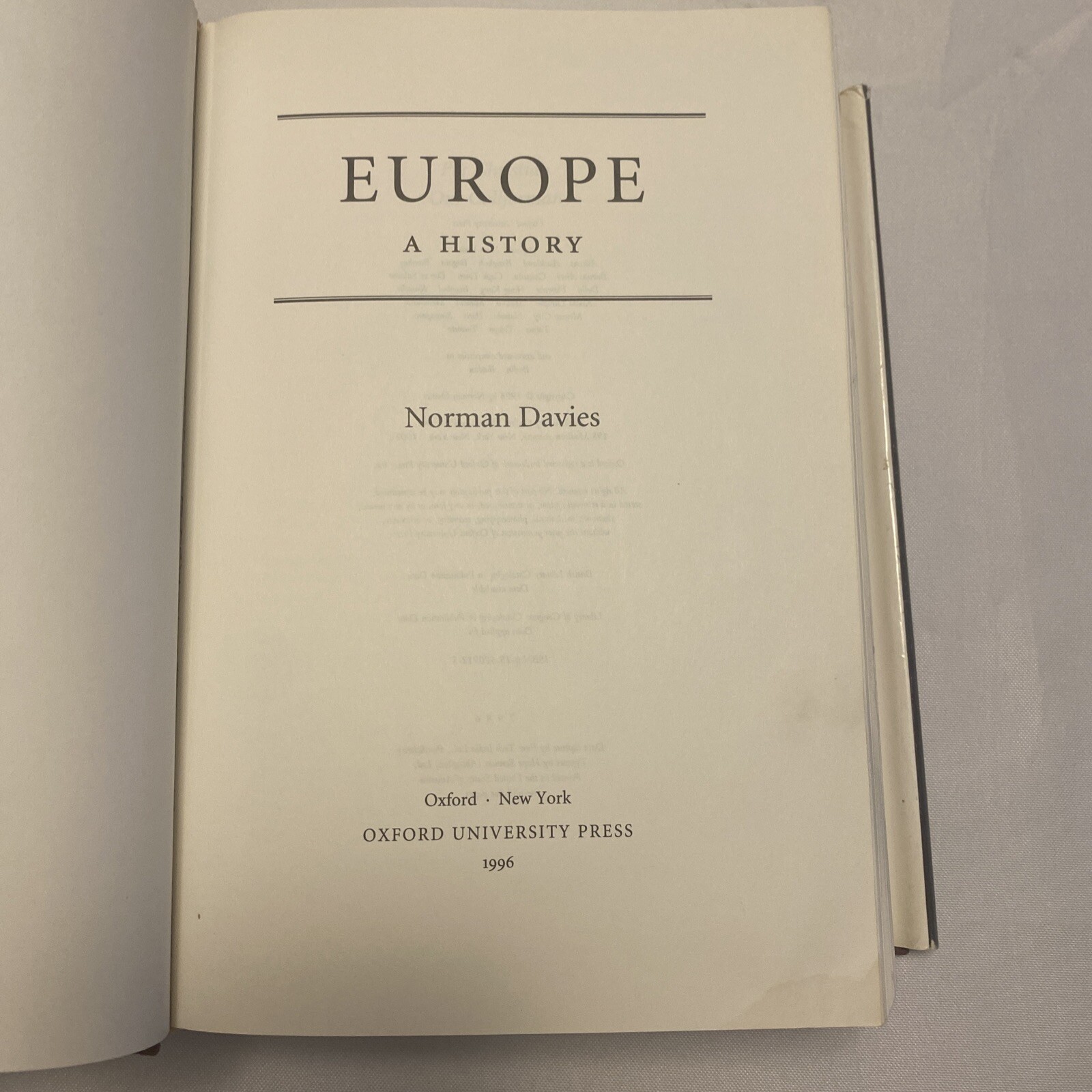 Europe : A History by Norman Davies (1996, Hardcover)