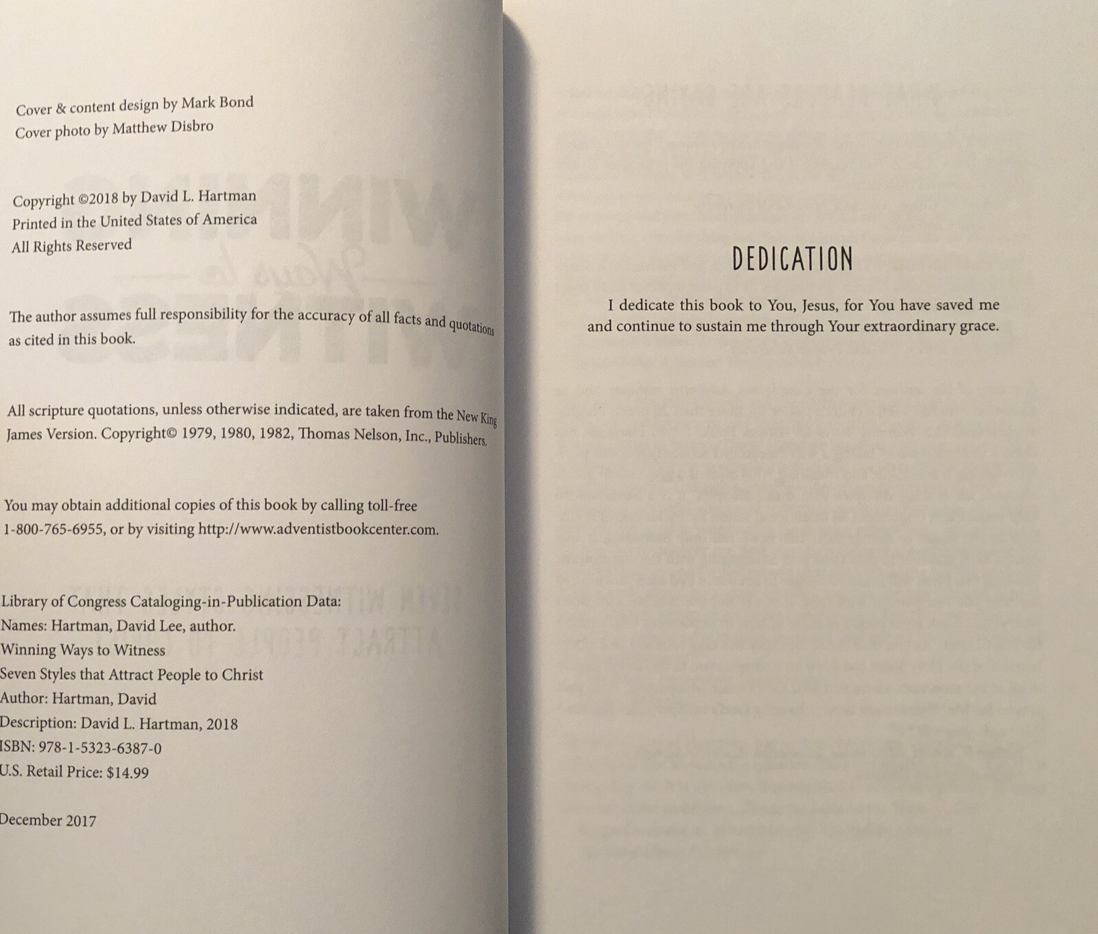 Winning Ways to Witness by David L. hartman 2018 Self-Published PB