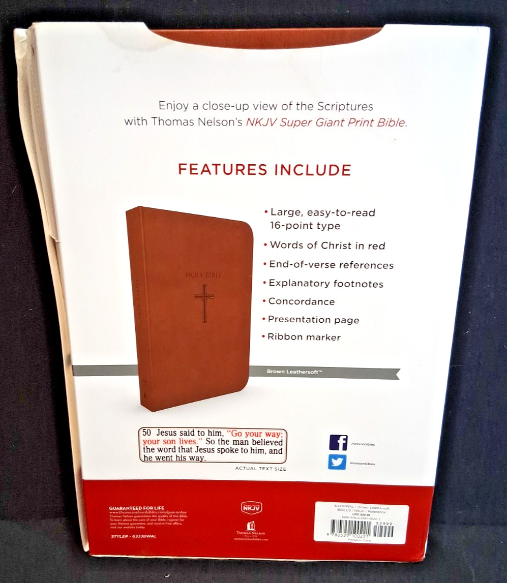 Super Giant Print Bible NKJV Imitation Leather Largest Print 16 point! VGC