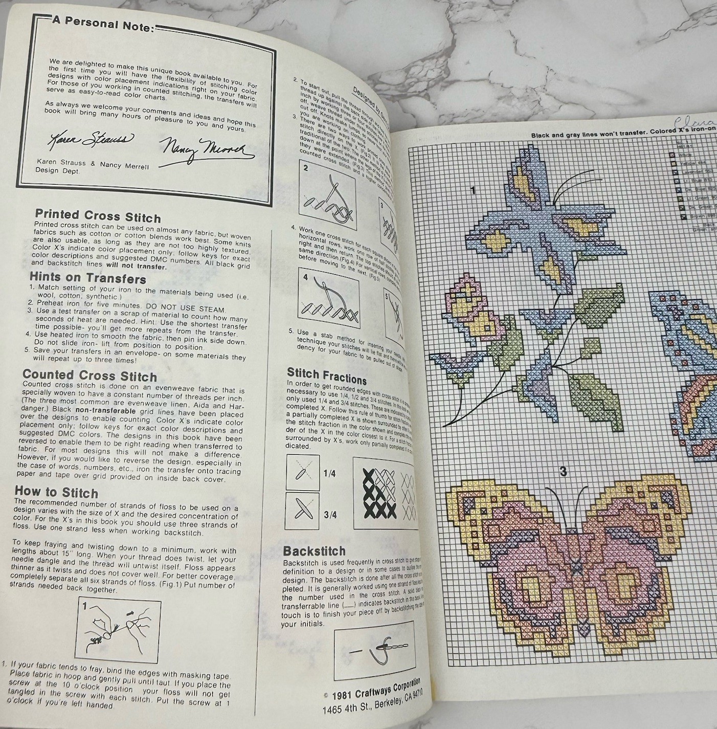 Iron On Embroidery Transfers Cross Stitch Book Variety 1981 Craftways CS4 Color