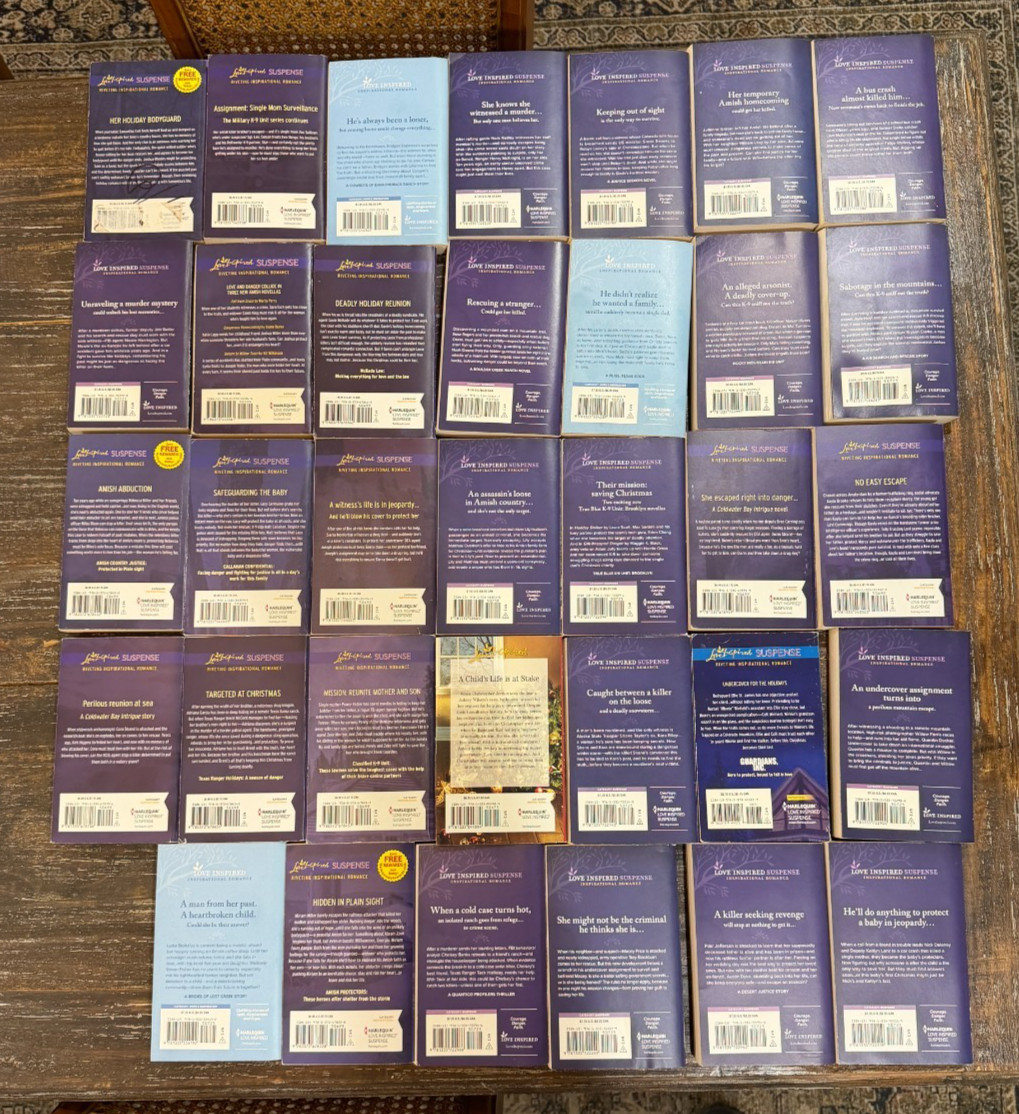 Lot of 34 LOVE INSPIRED Suspense / Romance (Some Larger Print) Books