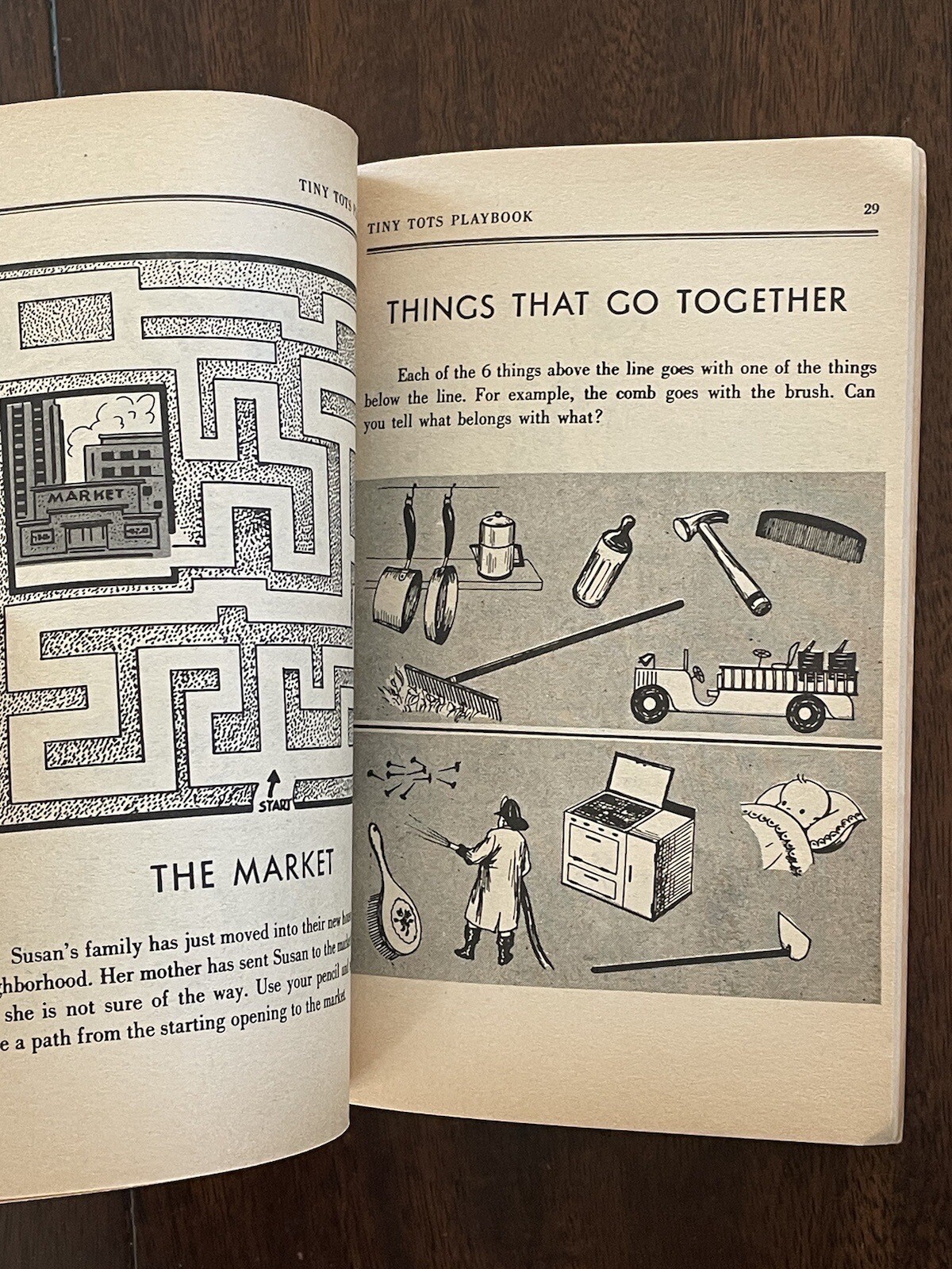 Tiny Tots Age 4 to 8 Playbook Keep Busy Book 1953 Kids Activities Nice Condition