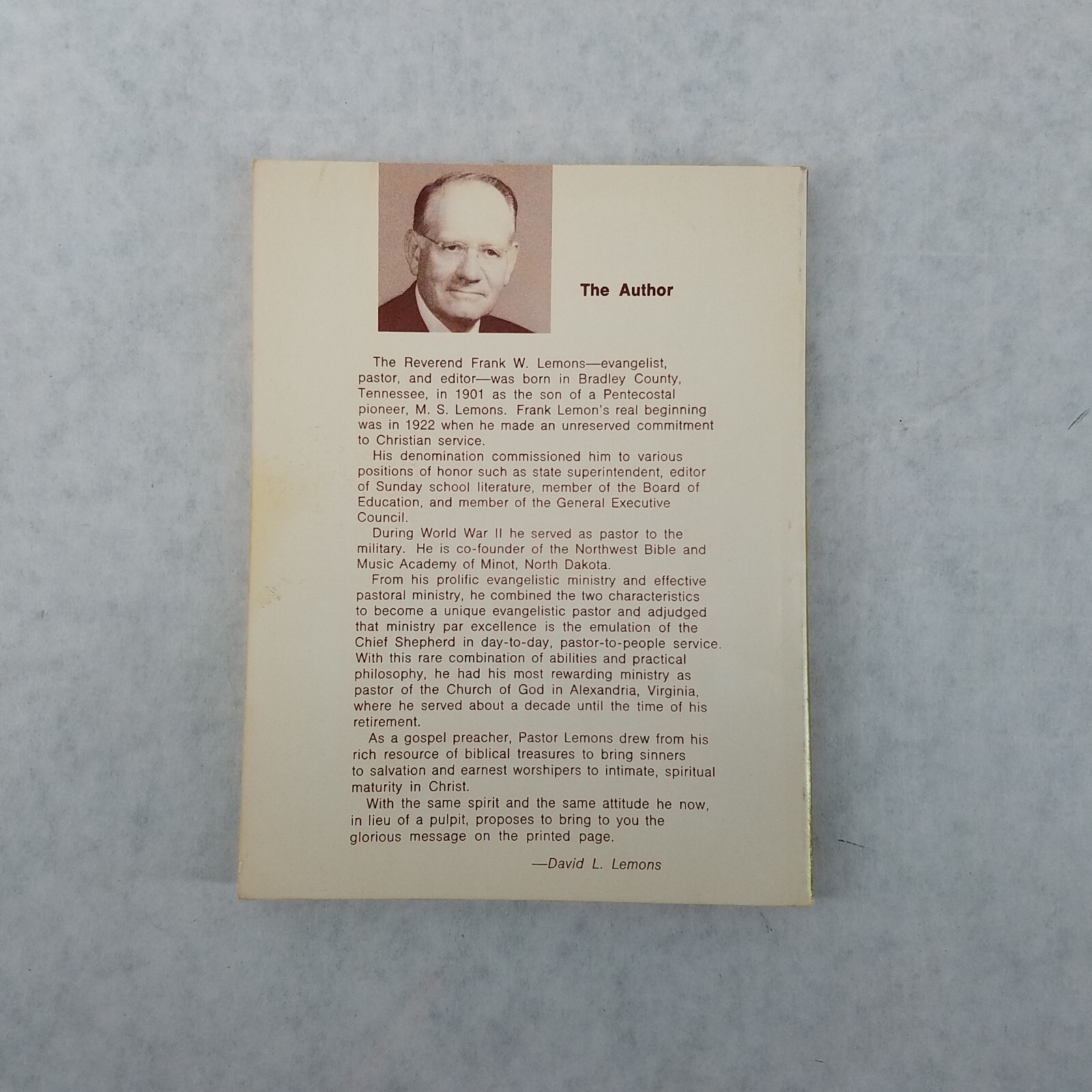 Profiles in Faith – 1971 Softcover by Frank W. Lemons, Pentecostal Evangelist