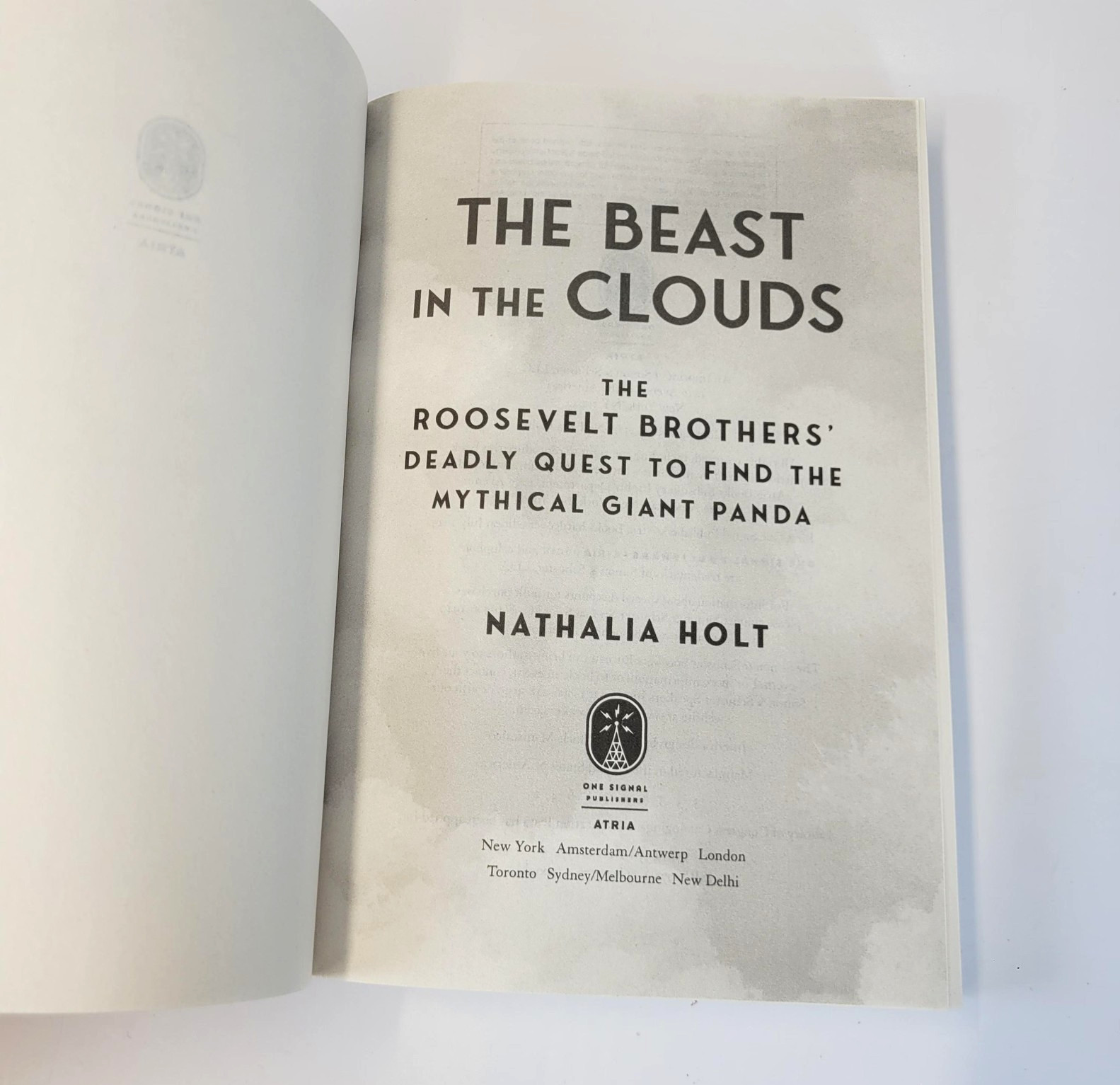 The Beast In The Clouds Nathalia Holt Atria Cream ARC Trade PB Panda Roosevelt