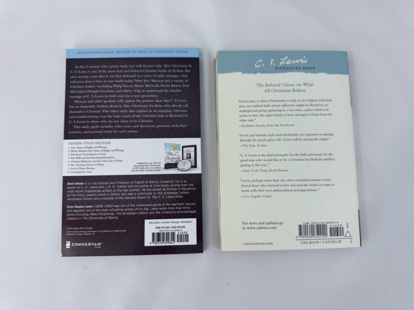 Pair Of Books C S Lewis Mere Christianity & Discussing Mere Christianity Guide
