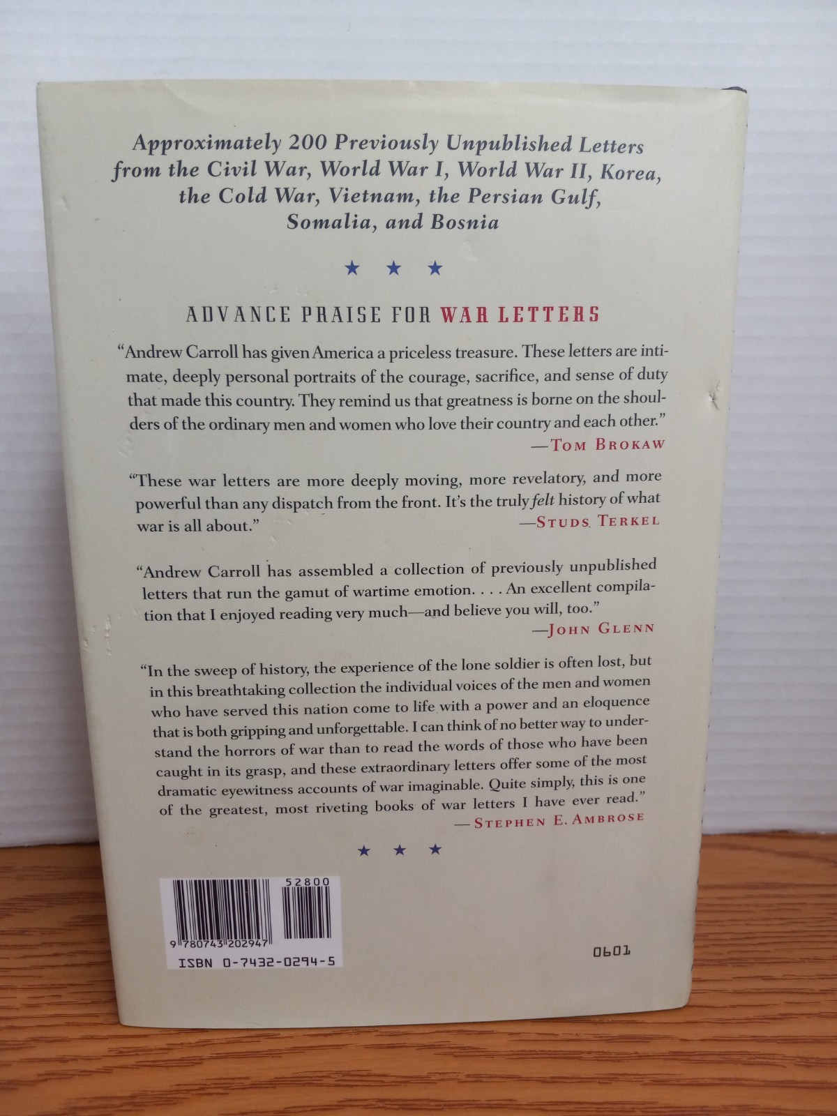 War Letters – Extrodinary Correspondence from American Wars – Andrew Carroll