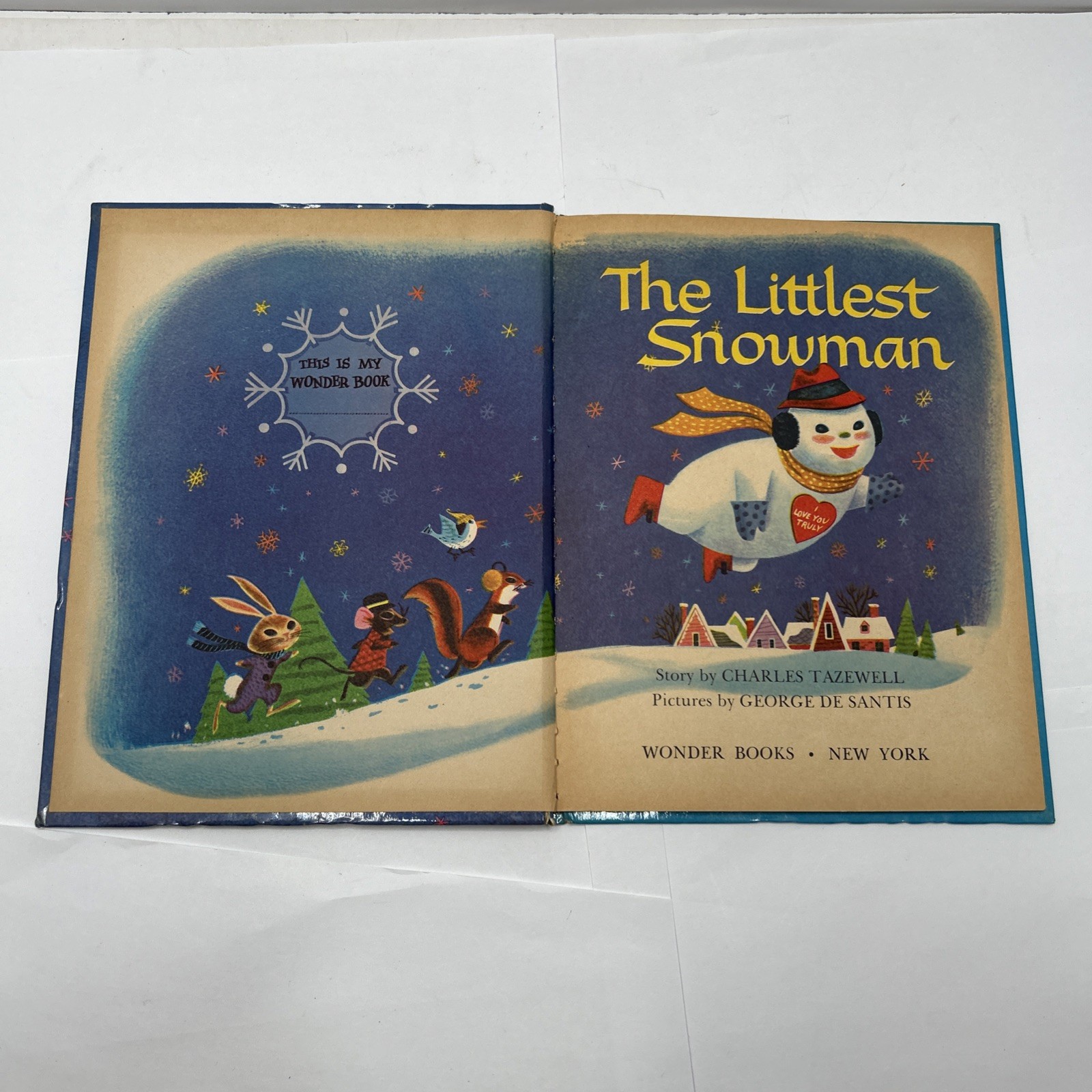 THE LITTLEST SNOWMAN Wonder Books 1958 Charles Tazewell Snow Ball 29 cent mark