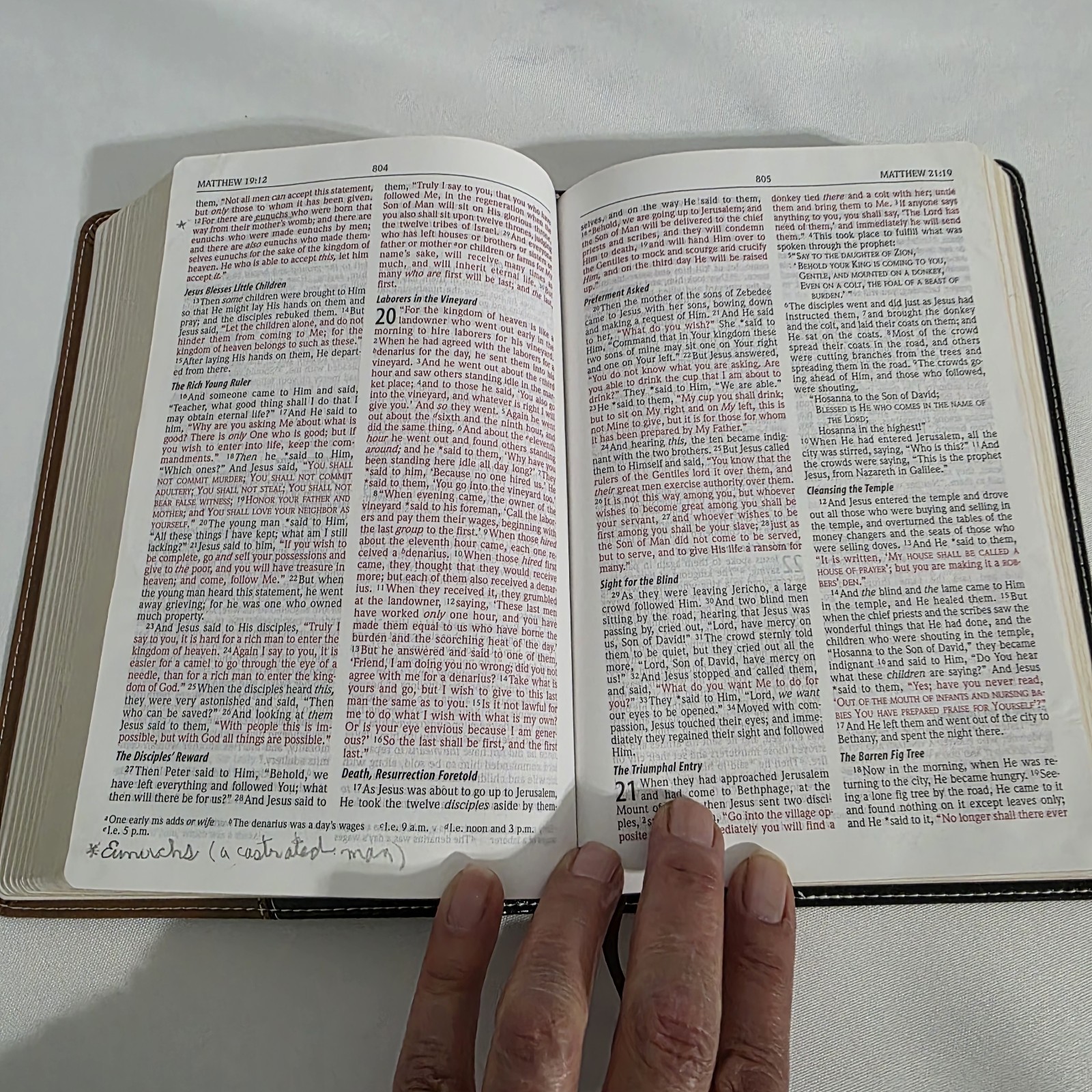 NASB, THINLINE BIBLE, IMITATION LEATHER, BLACK/TAN, RED By Zondervan Publishing