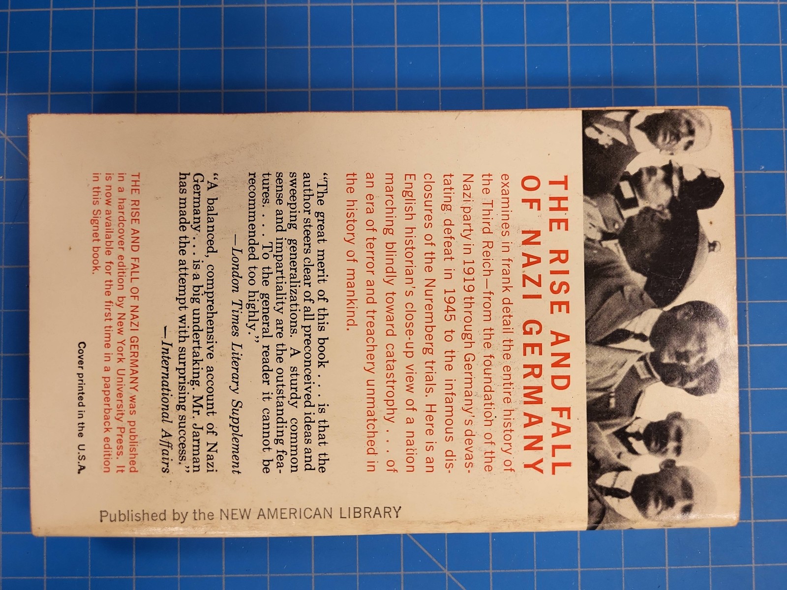 Signet Book The Rise Fall Nazi Germany by T L Jarman First Printing June 1961