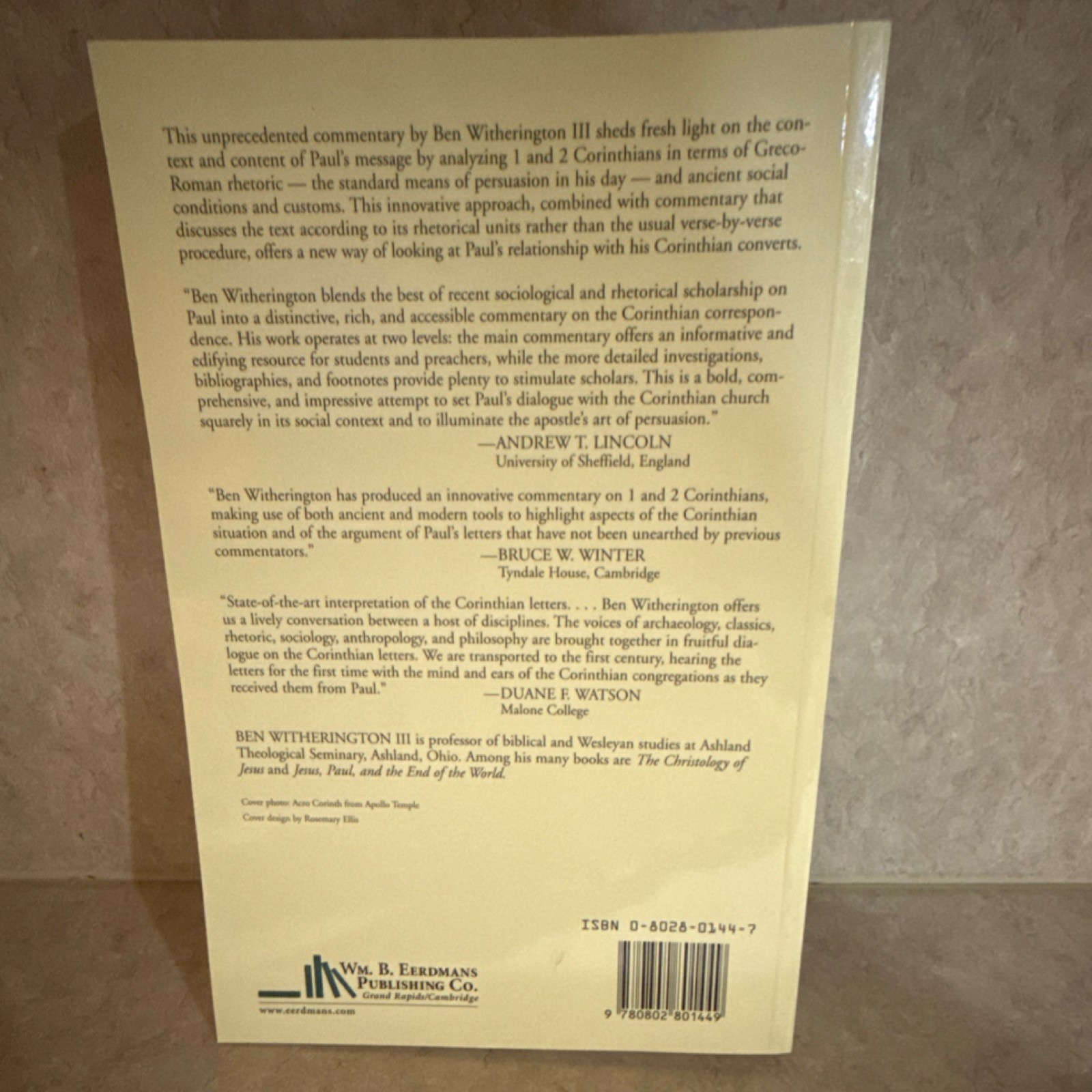 Conflict & Community in Corinth by Ben Witherington III, Paperback, Eerdmans