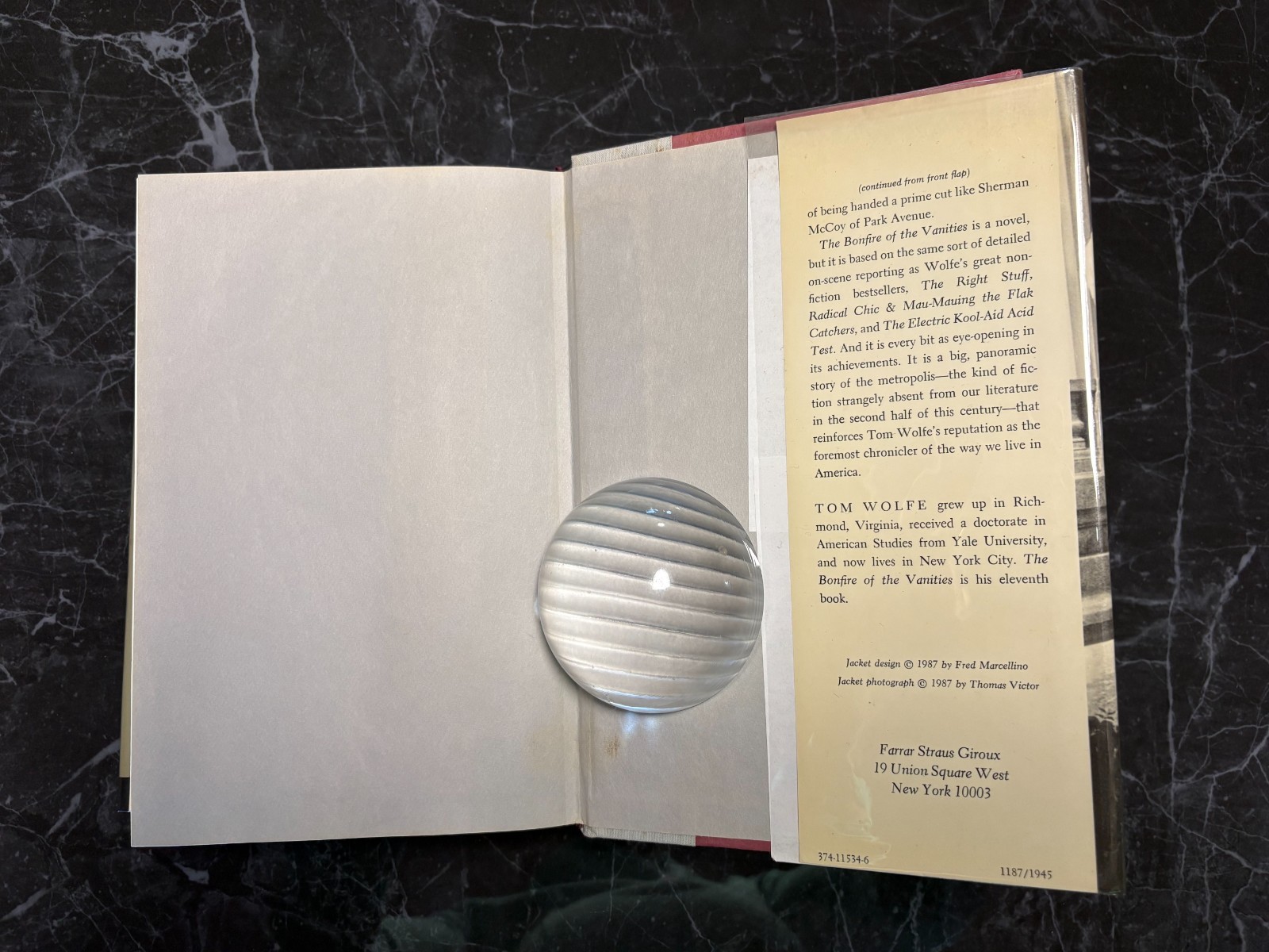 Tom Wolfe – Bonfire of the Vanities 1987 1st Edition/1st Printing Unclipped DJ
