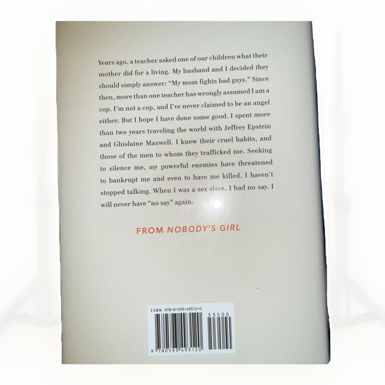 NOBODY’S GIRL Memoir Surviving Abuse Virginia Roberts Giuffre New EPSTEIN HCDJ