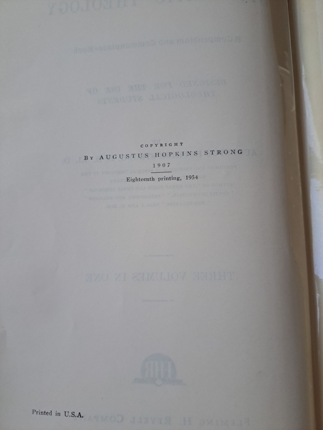 Systematic Theology (Complete), Augustus Strong, 1954, Revell, Hardcover
