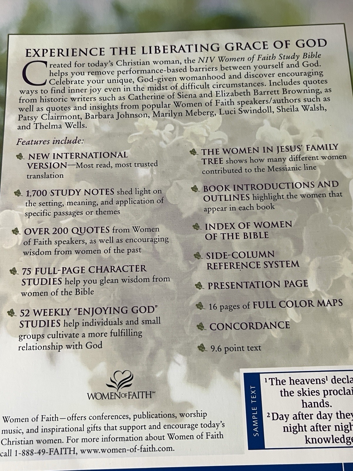 NIV Women of Faith Study Bible by Zondervan Staff (2001, Trade Paperback)