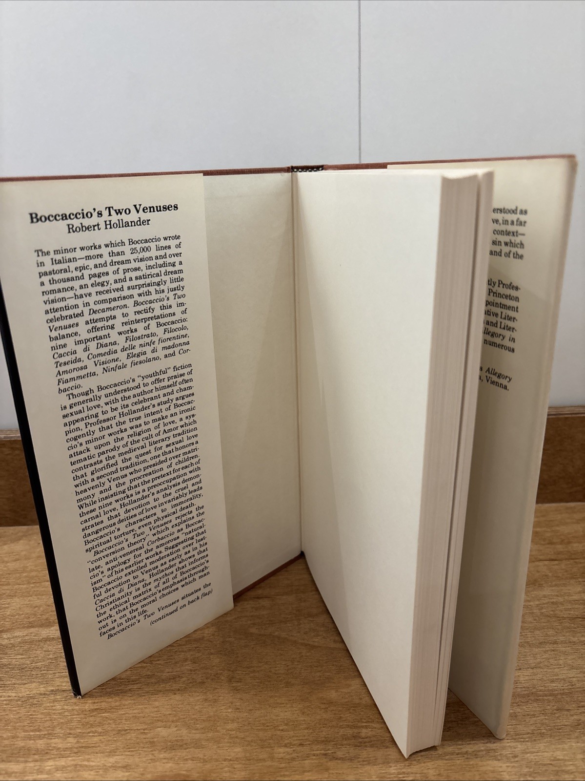 BOCCACCIO’S TWO VENUSES By Robert Hollander – Hardcover *Excellent Condition*