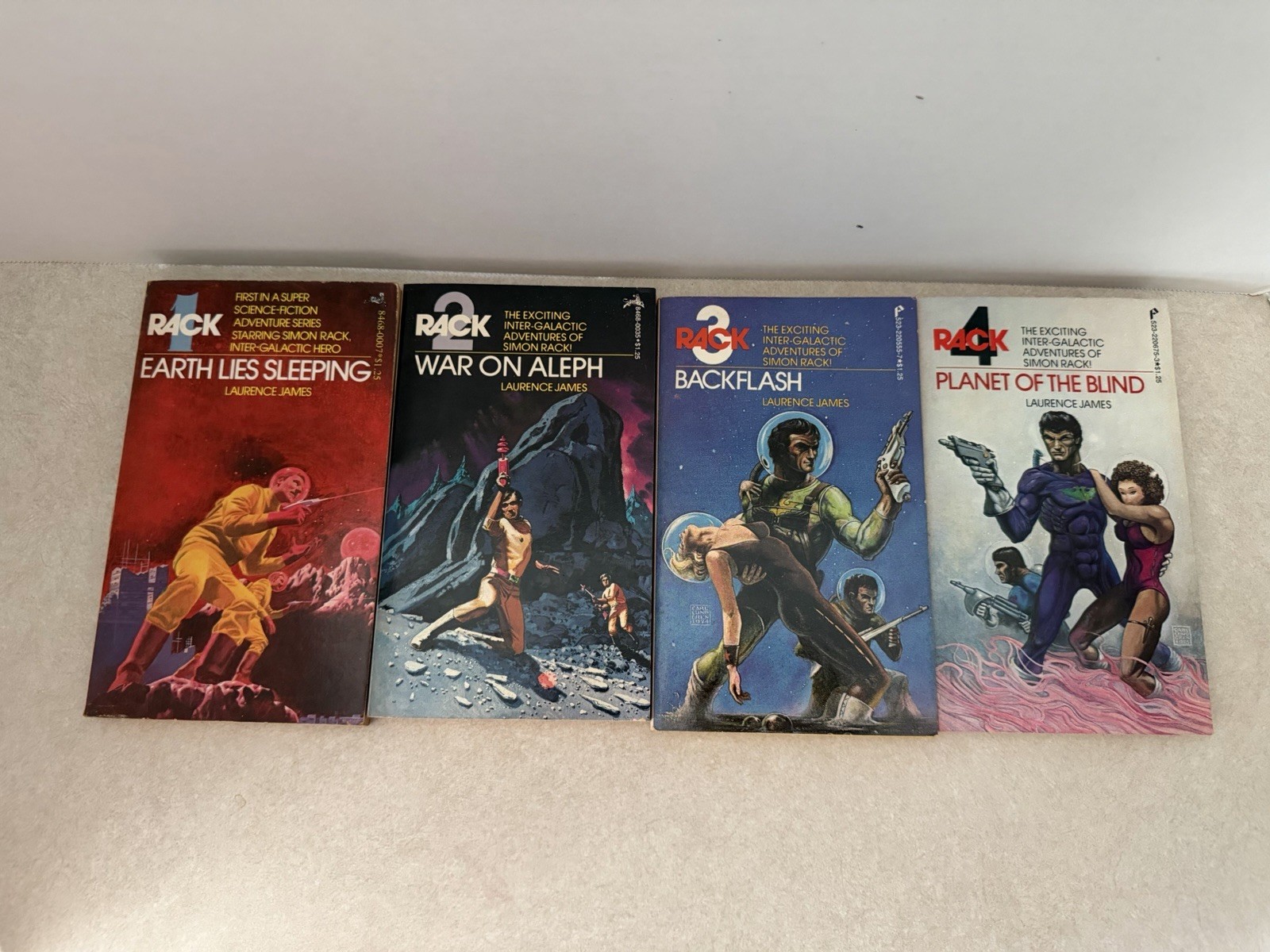 Rack Series Lot Of 4 Complete Set Zebra/Pinnacle 1970’s Laurence James Sci-Fi
