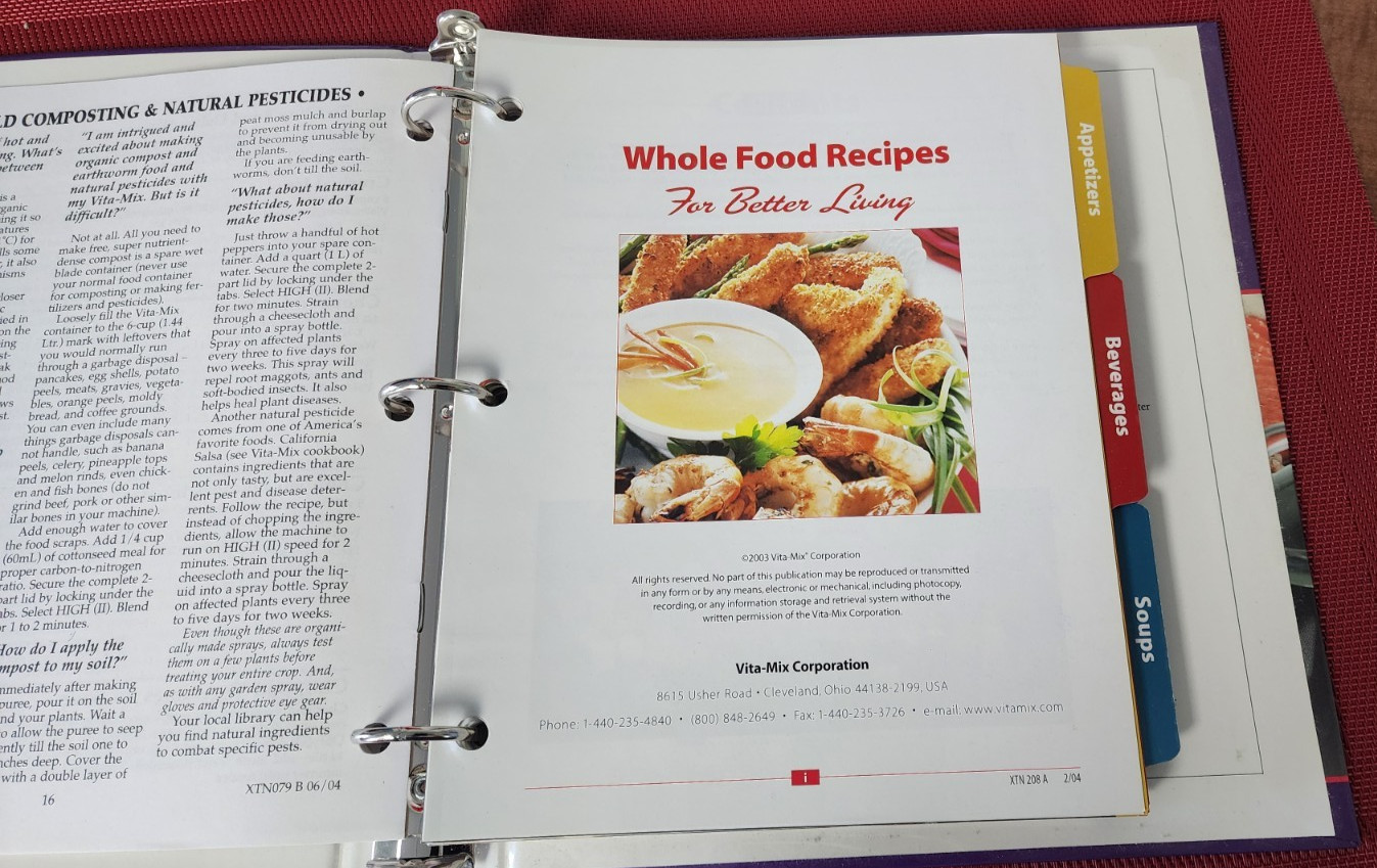 Vita-Mix XTN-208A 3-Ring Cookbook + Owner’s Manual Whole Foods Recipes 3 Ring HB