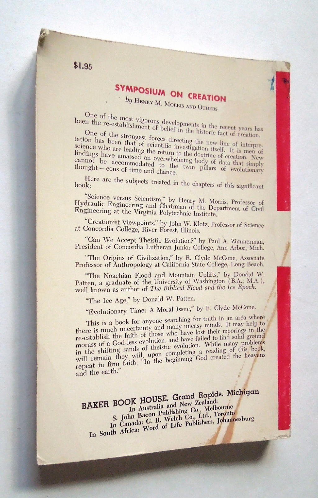A Symposium on Creation – Henry M. Morris & etc., 1969-’70 sc, Baker Book House