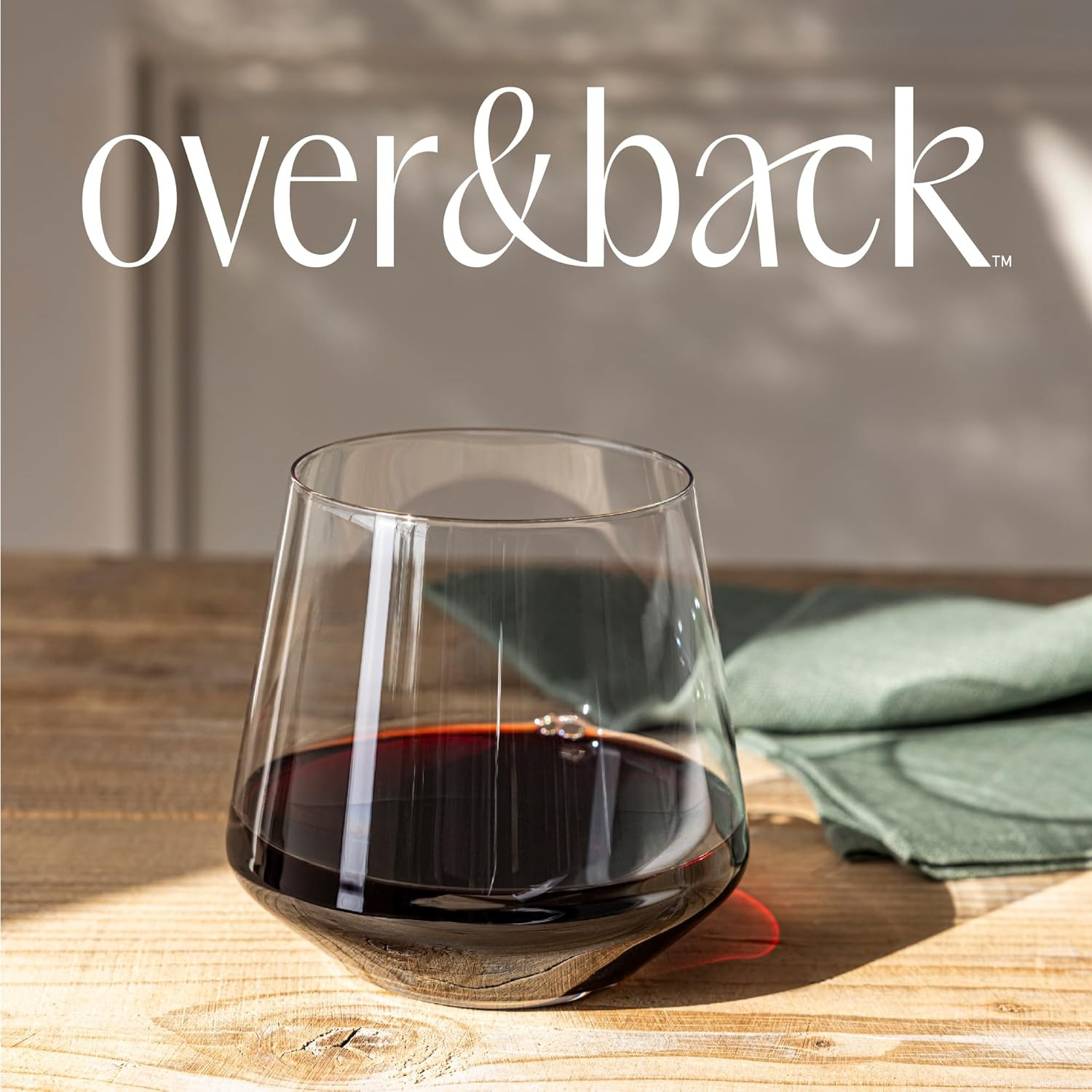 Over&Back 17Oz Modern Glassware – Set of 4 Contemporary Stemless Drinking Glasse