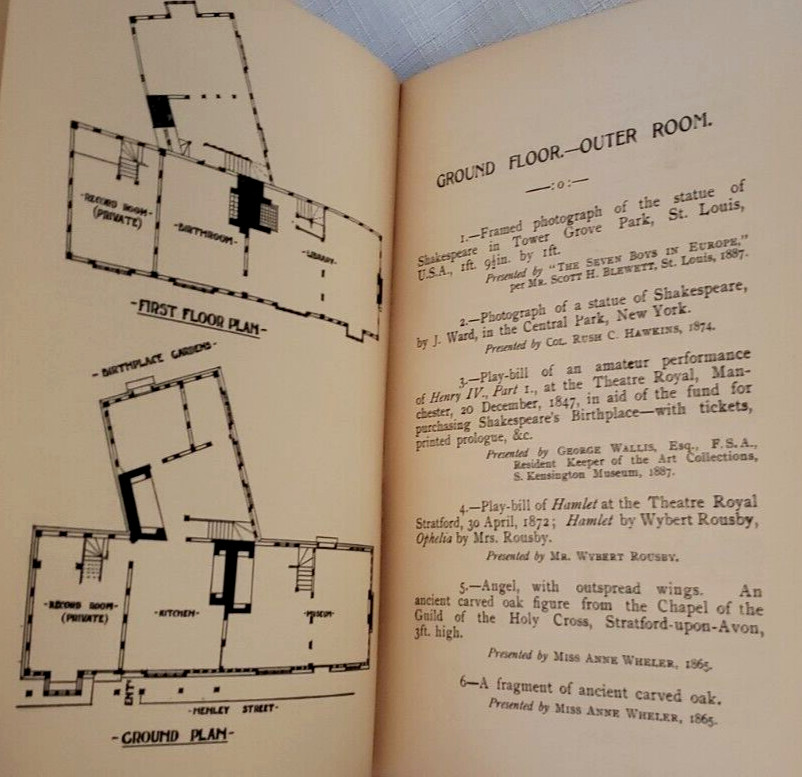 1910 CATALOGUE OF SHAKESPEARE BIRTHPLACE,Art,History, BIRTHPLACE Pamphlet/Ticket