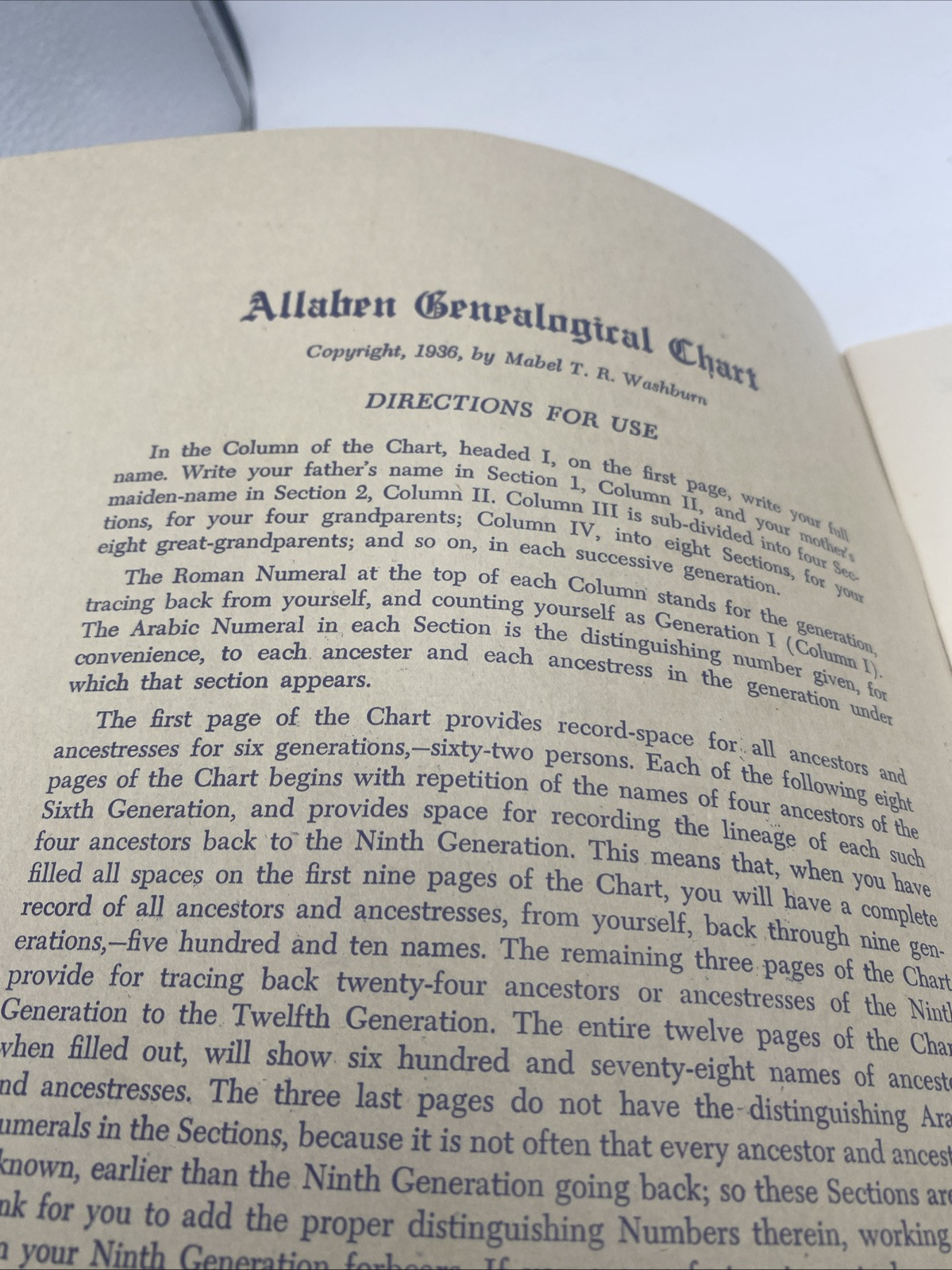 Allaben Genealogical Chart Guide To Trace Your Own Ancestry 12 Pages Of Charts