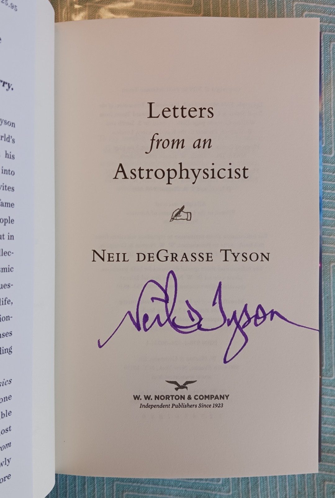 SIGNED Neil deGrasse Tyson Autographed Book – Letters from an Astrophysicist HC