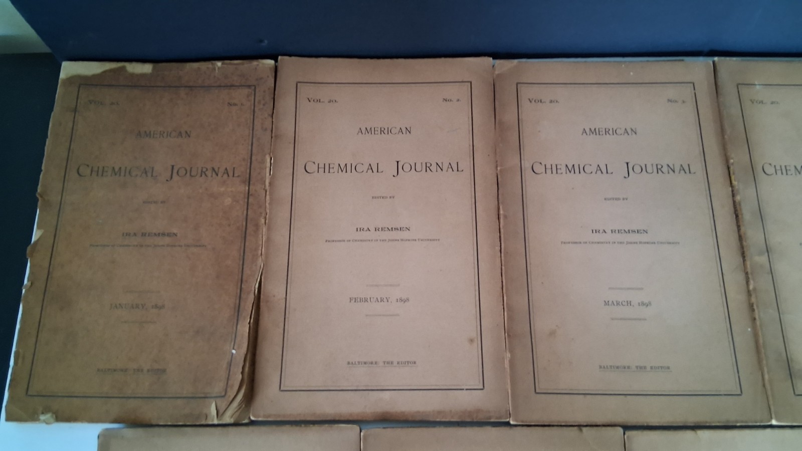 Rare Antiquarian Chemical Journal Set Ira Remsen 1898 Vol 20 No 1 2345679 10
