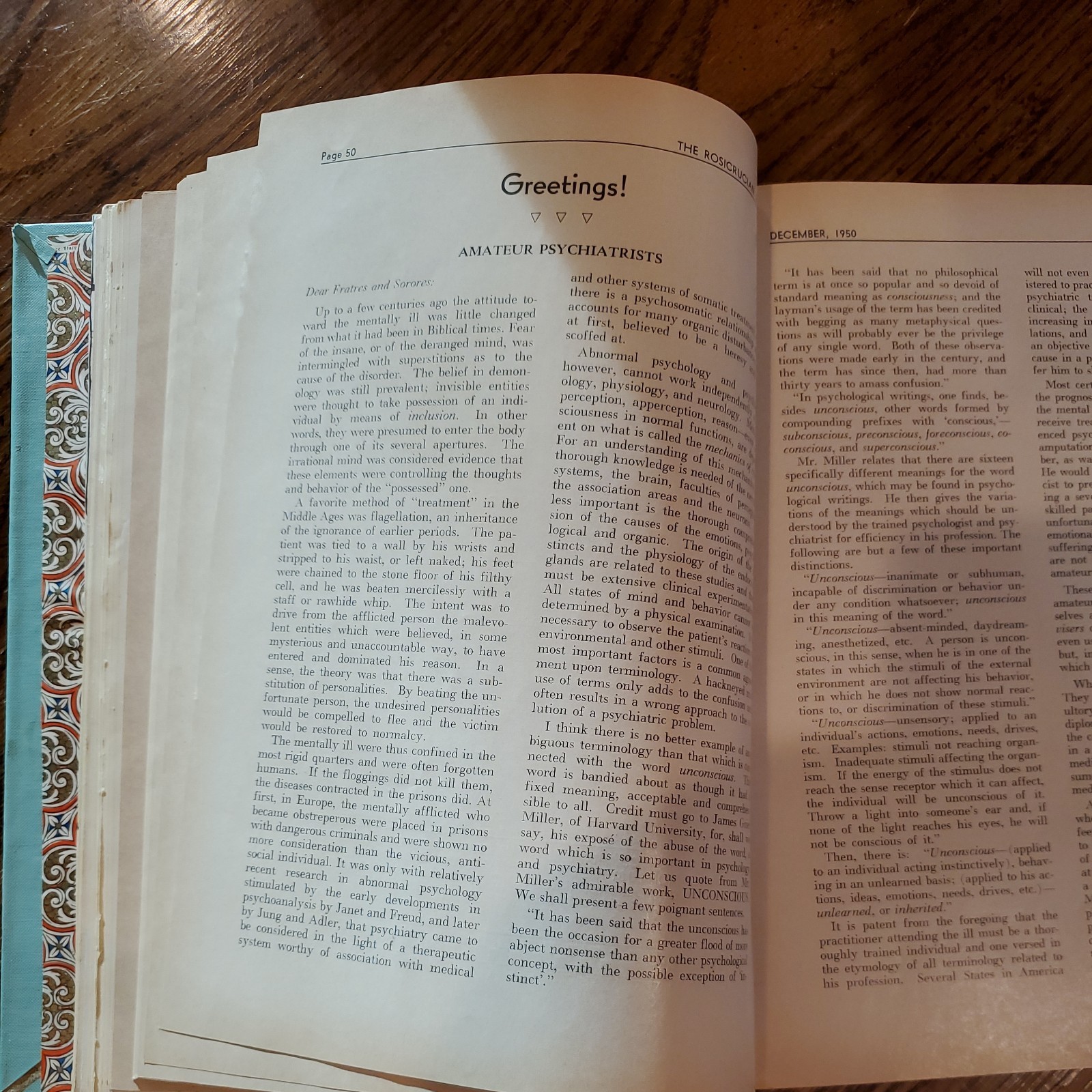 VINTAGE Rosicrucian Forum, hardbound copies, 6 issues 1950-51, very good.