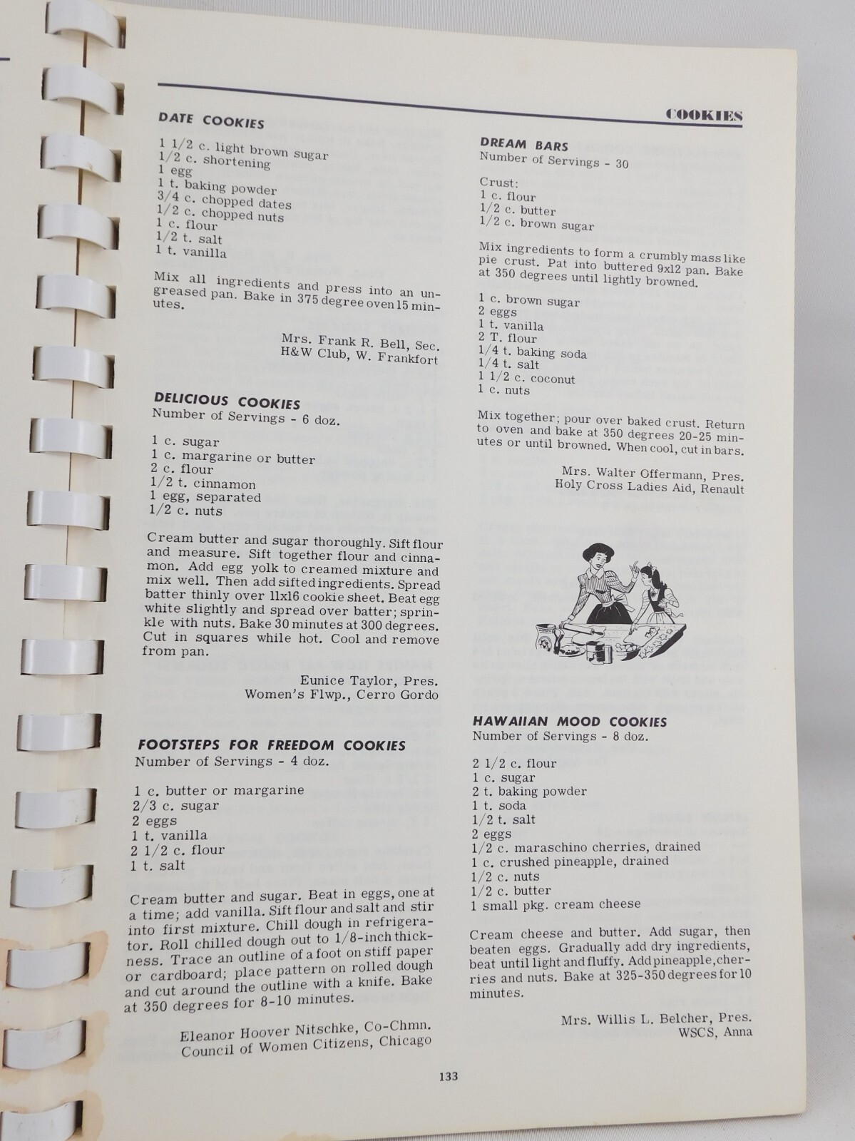 Illinois Women’s Clubs Cookbook Favorite Recipes 1963 SC Spiral Bound 190 Pages