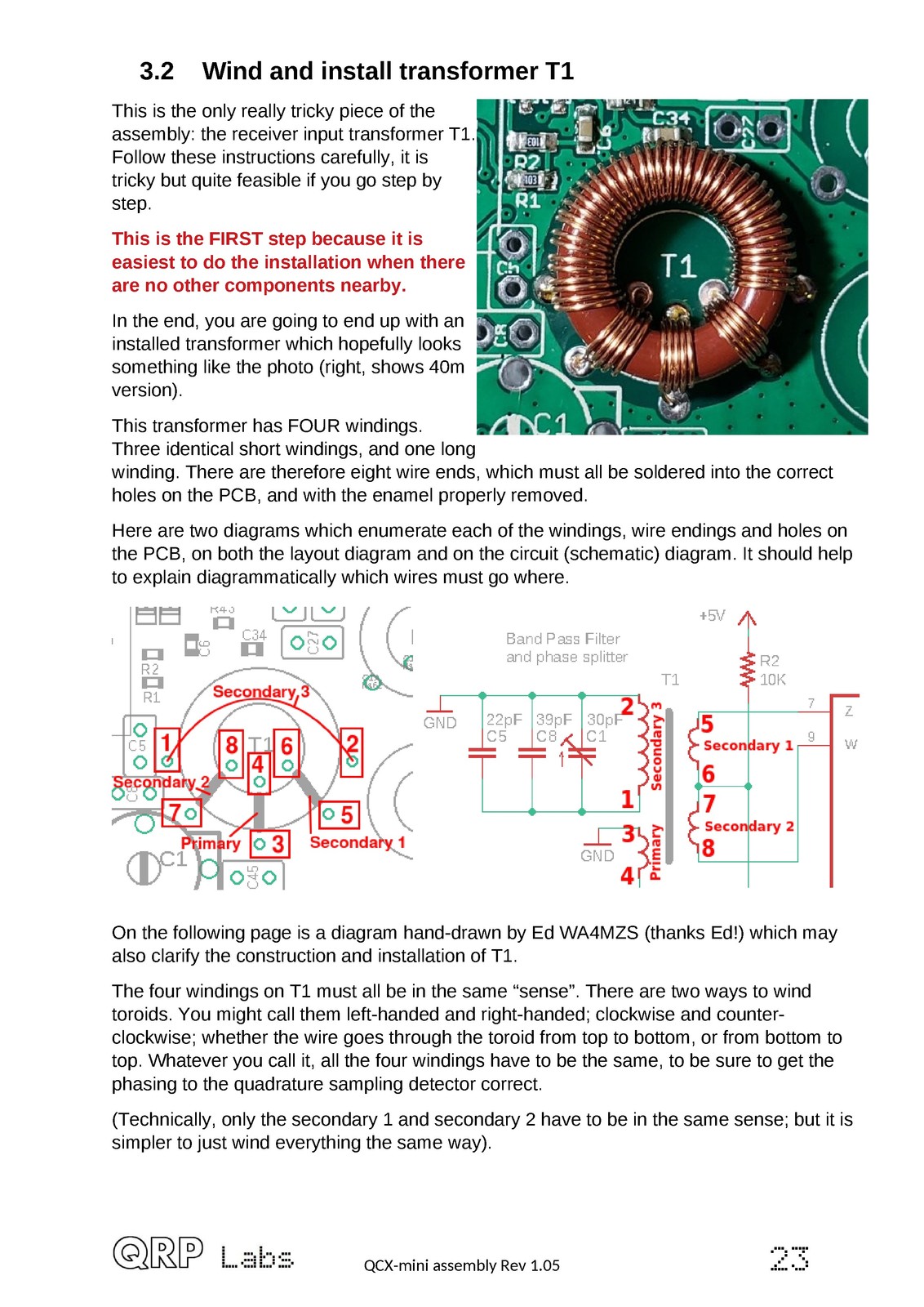 QRP LABS QCX-mini CW Transceiver Assembly Manual – WIRE BOUND – TOUGH COVERS