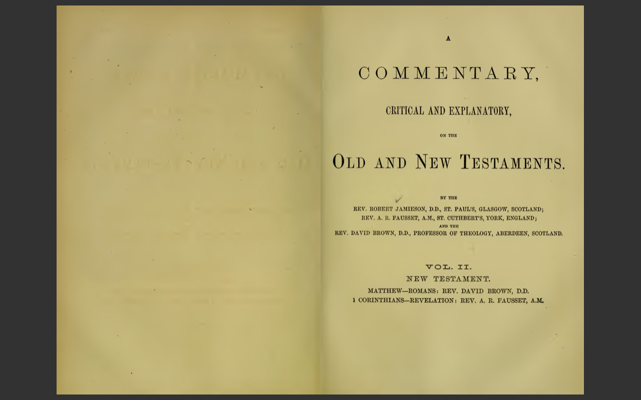 JFB Commentary Critical & Explanatory on the Whole Bible – PDF E-Book on CD-ROM