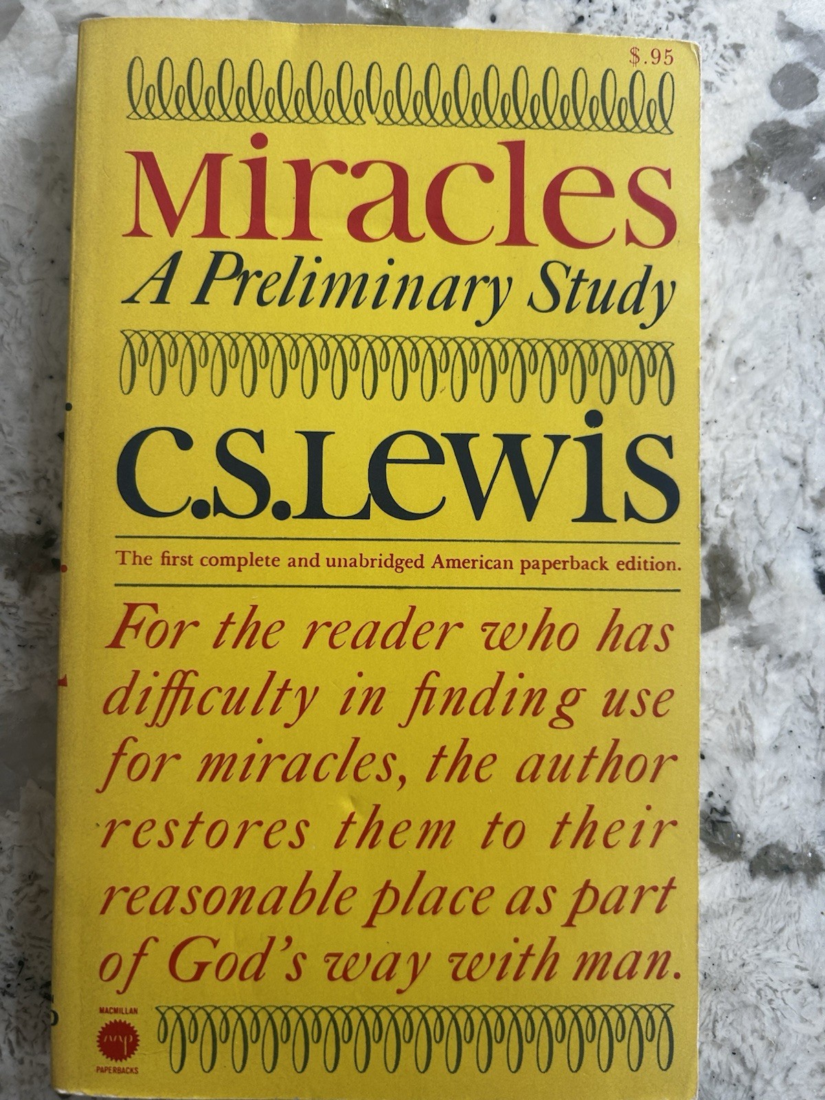 Miracles A Preliminary Study by C. S. Lewis 1947 paperback