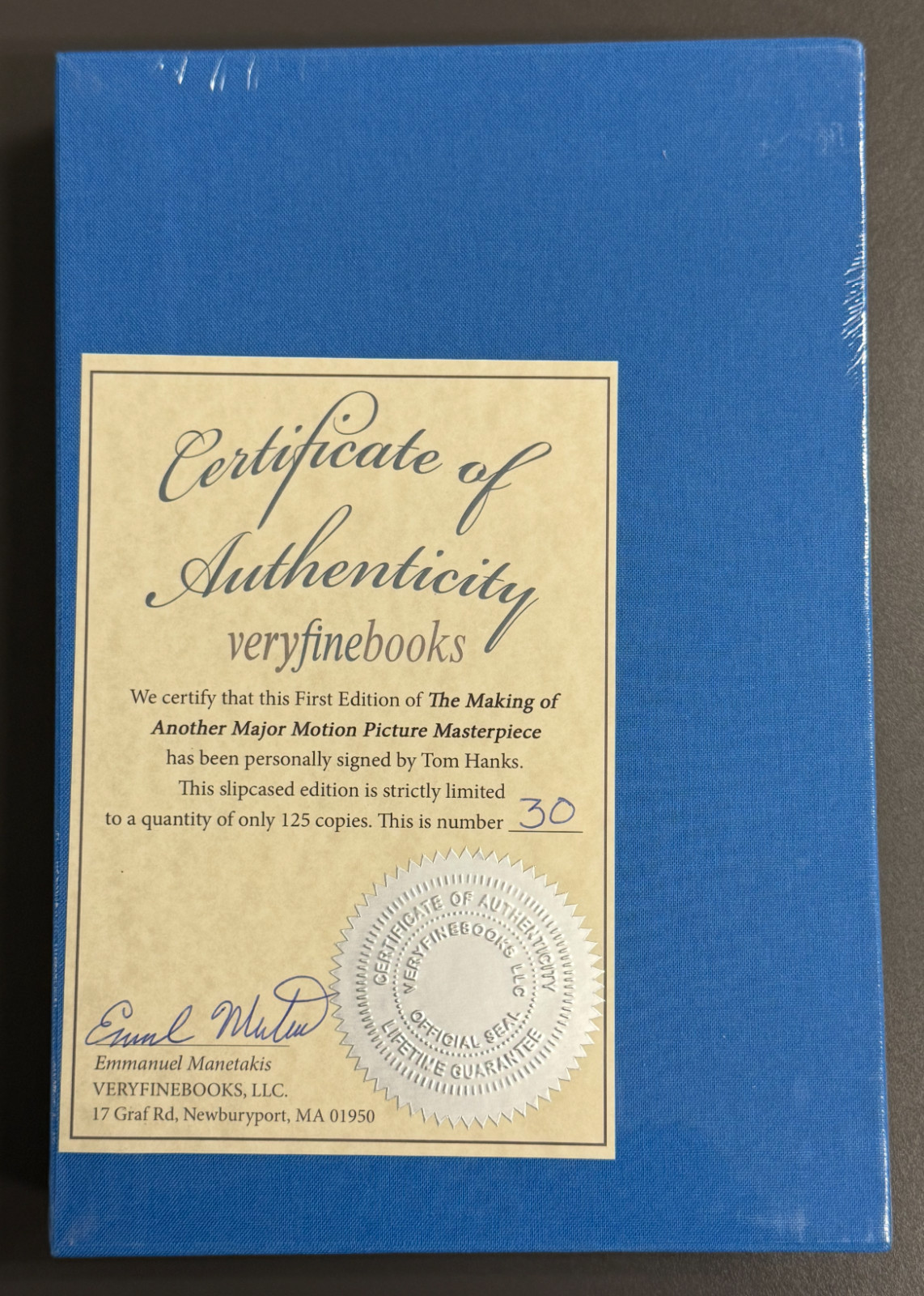 Tom Hanks „The Making of Another Major Motion Picture Masterpiece Signed /125
