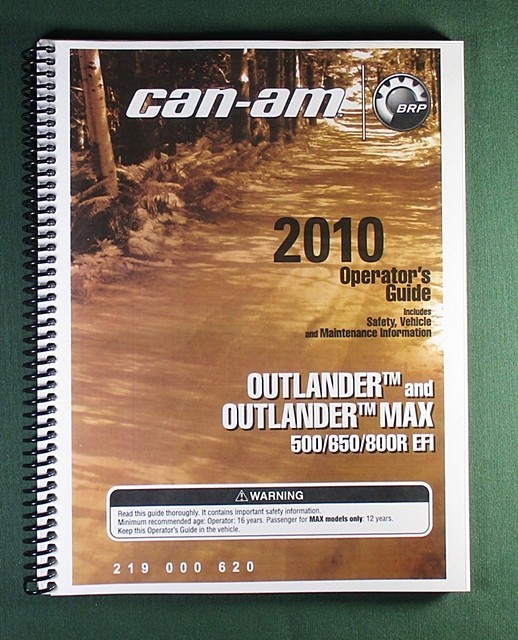 2010 Can-Am Outlander MAX 800R EFI Owner’s Manual: 177 Pages & Protective Covers