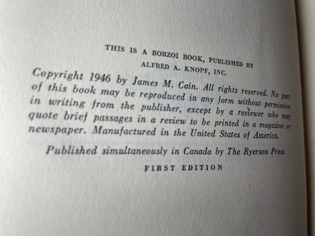 Vintage 1947 The Butterfly James M Cain HC 1st Edition Alfred A Knopf Borzoi
