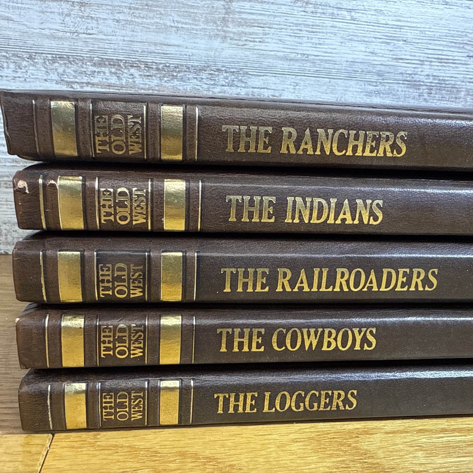 Lot 5 Vintage The Old West Series Time Life Books Cowboys Railroader Leatherette