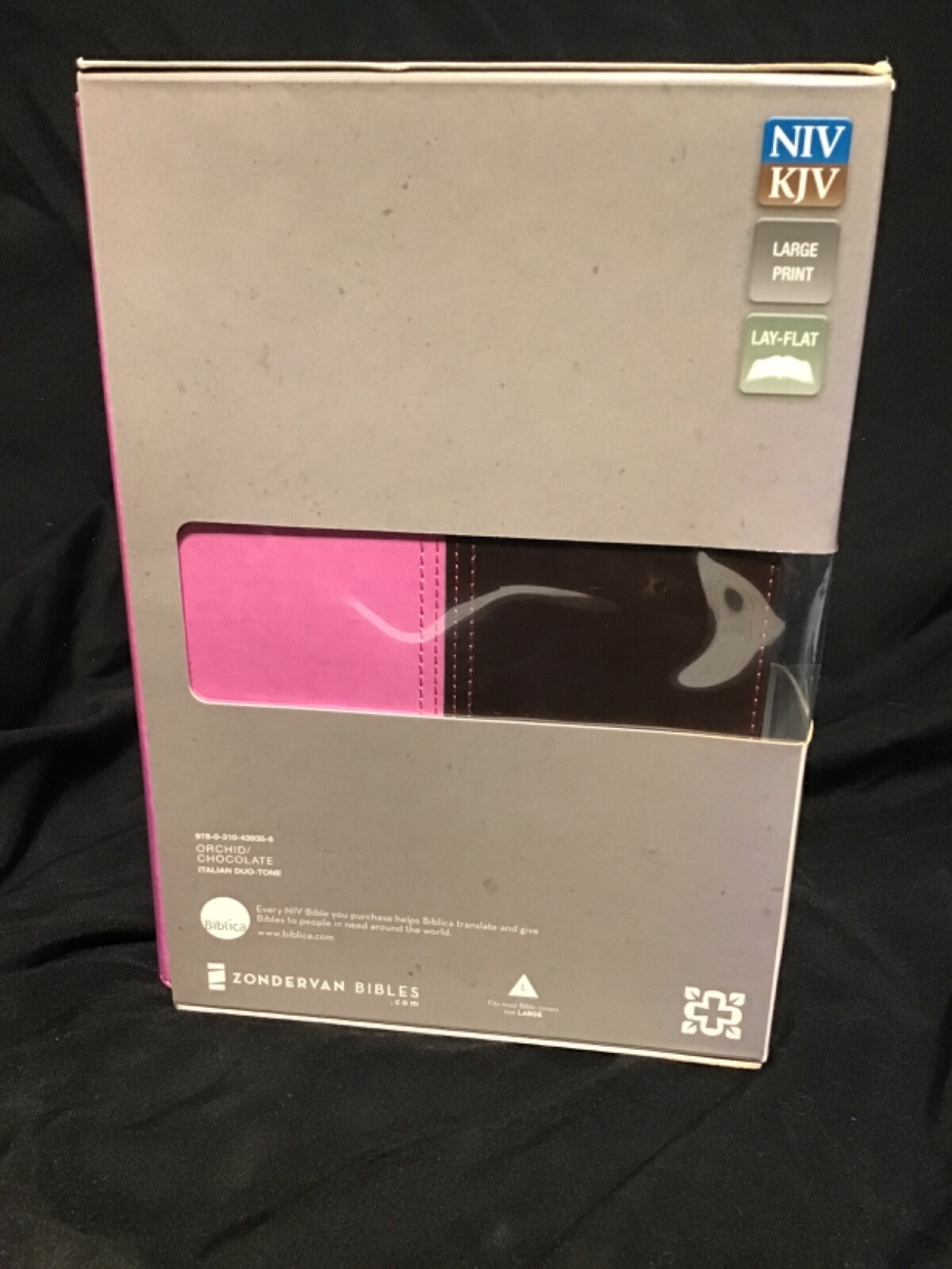 NIV & KJV Side-By-Side Bible Large Print Orchid/Chocolate Italian Duo-Tone