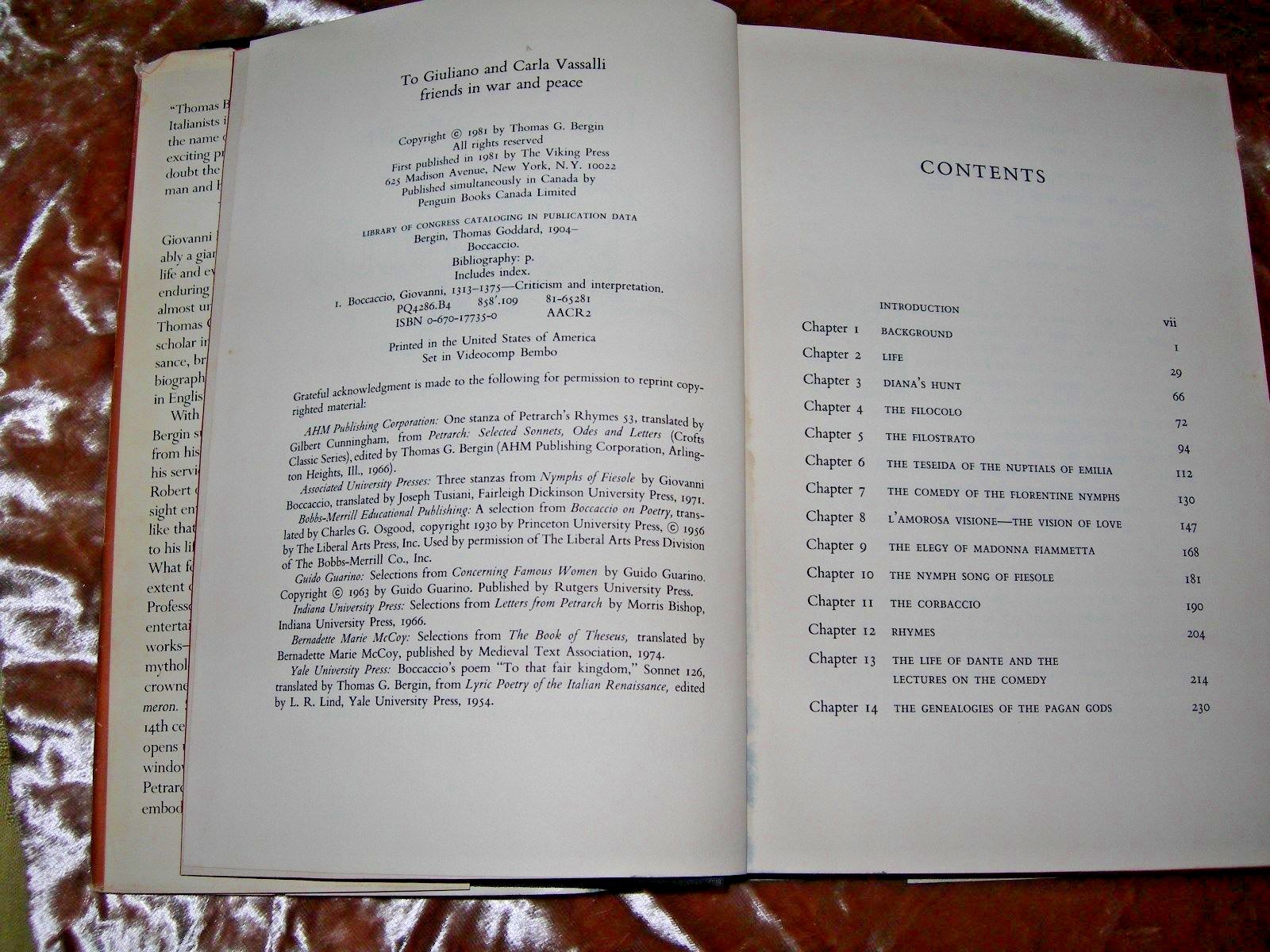 Boccaccio by Thomas G. Bergin 1981, Hardcover with Dust Jacket Signed Inscribed