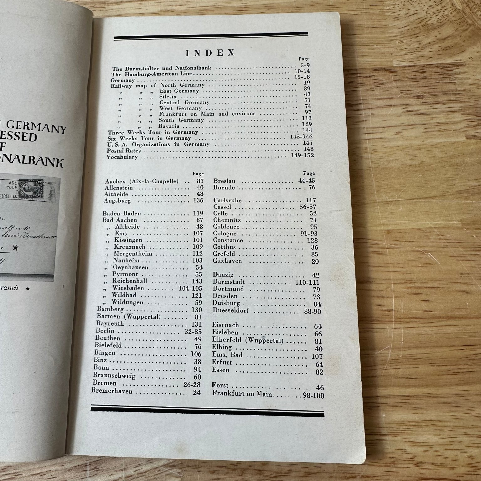 Germany Travellers‘ Guide 1930s Vintage Travel Map Darmstädter Bank