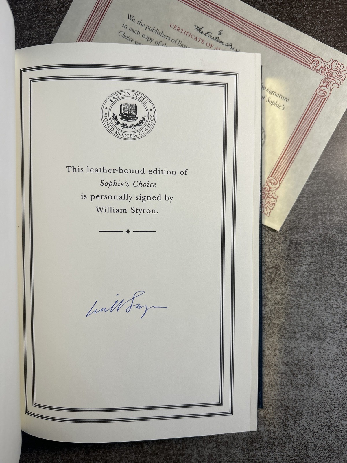 Sophie’s Choice SIGNED by William Styron Easton Press leatherbound