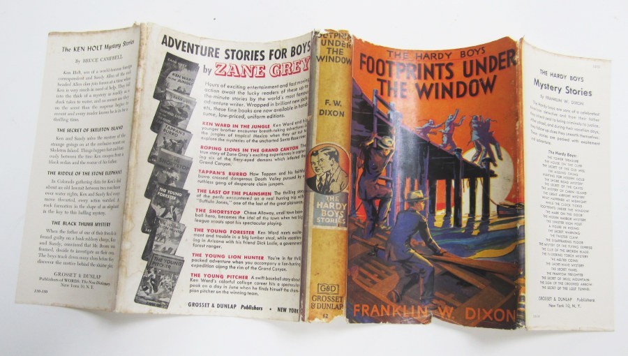 Hardy Boys Footprints Under Window Hardcover Book 1950 (Wrong?) DJ Gretta #12