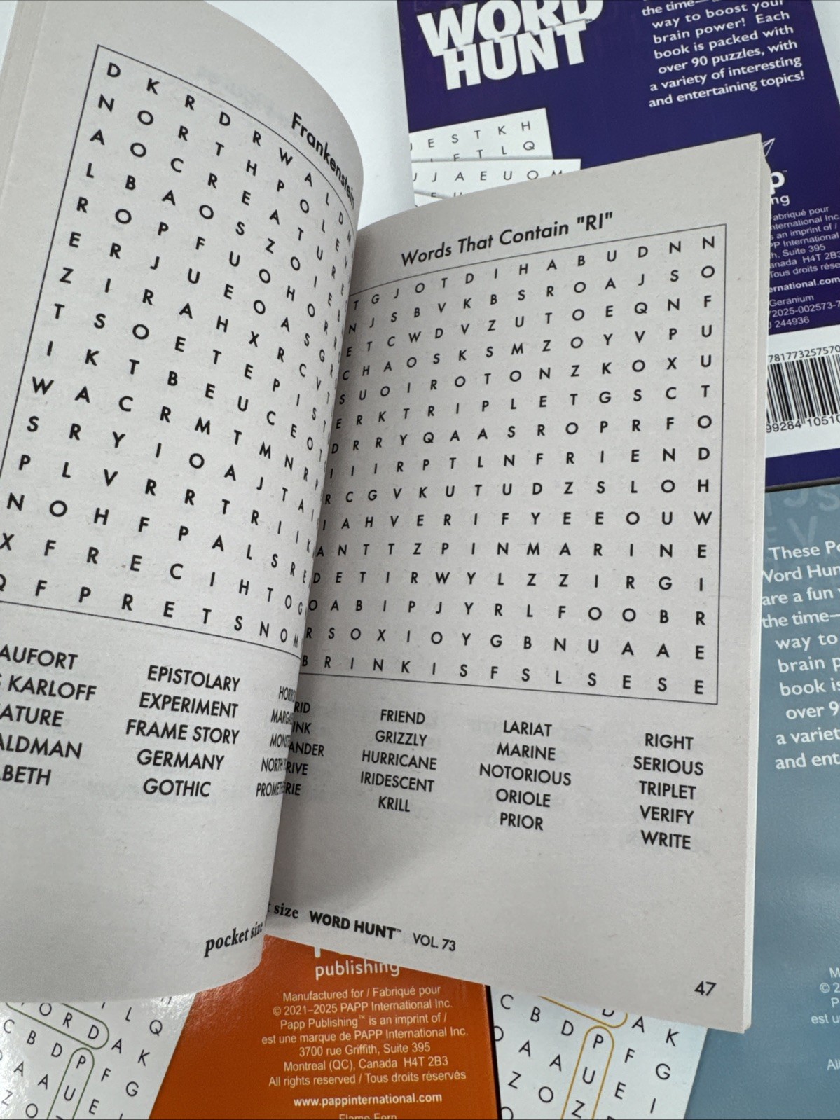 Lot Of 4 Papp Word Hunt Word Search Pocket Size Books NEW vol. 73-76