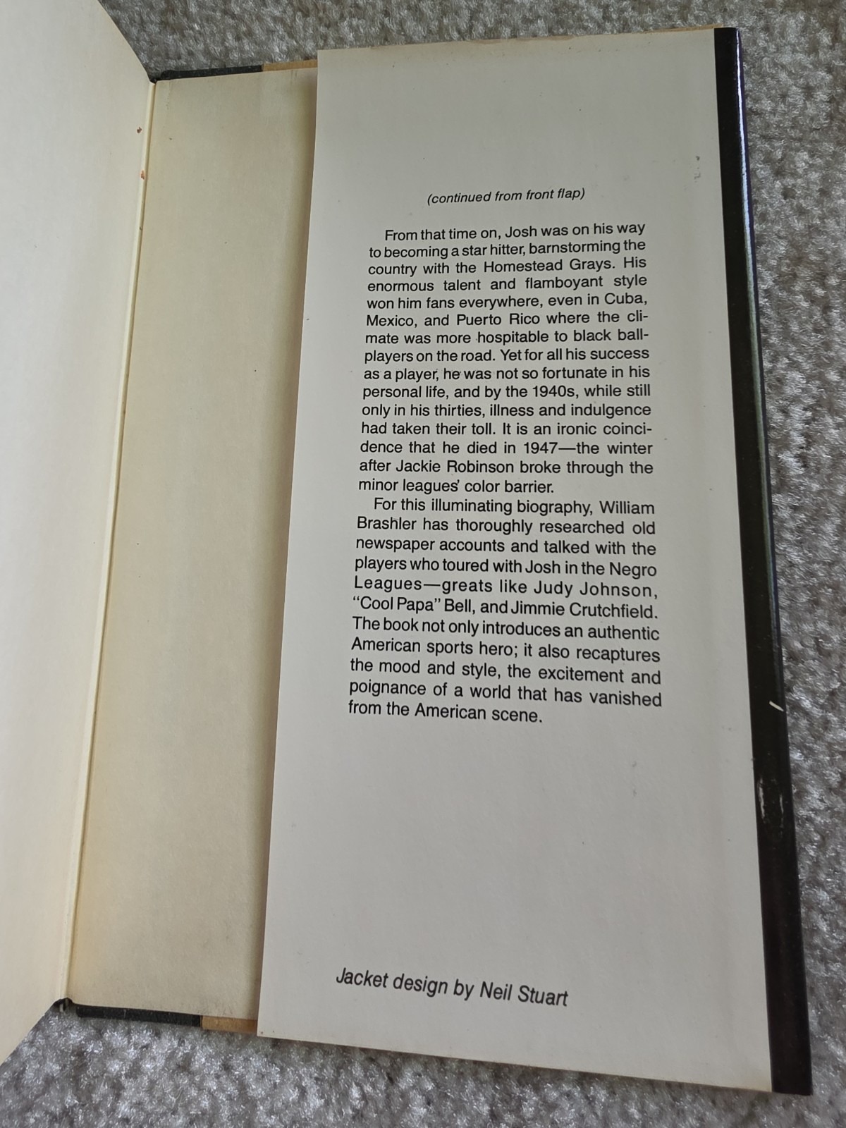 Josh Gibson: A Life in the Negro Leagues. William Brashler First Edition & Print