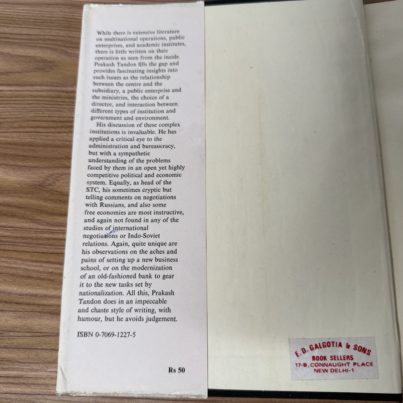 Return to Punjab 1961-1975 by Prakash Tandon India Punjabi 1980 Hardcover