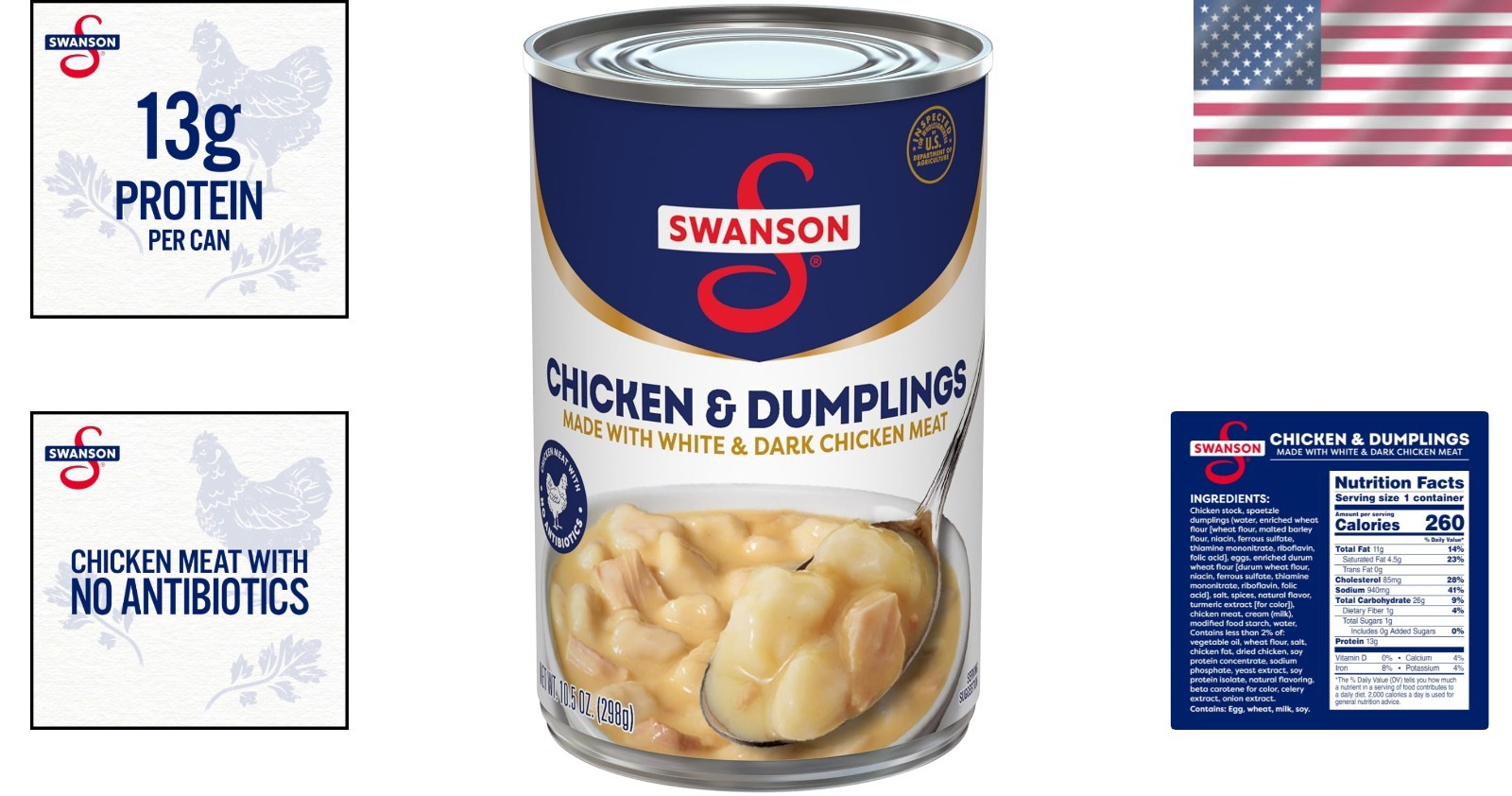 Swanson Chicken & Dumplings with Spaetzle Dumplings, No Antibiotics – 10.5 oz