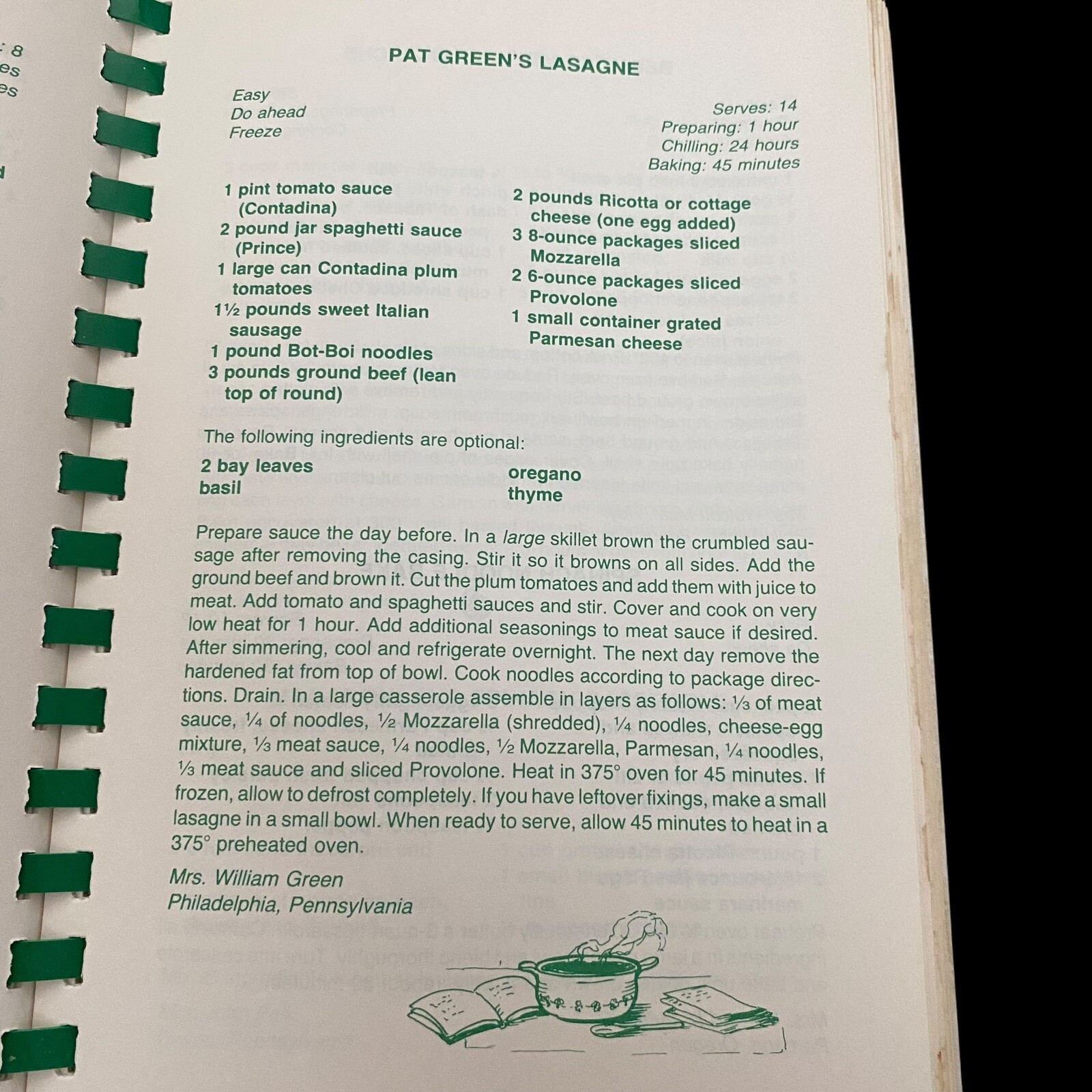 The Philadelphia Orchestra Community Cookbook 1980 Spiral Bountd 398 Pages