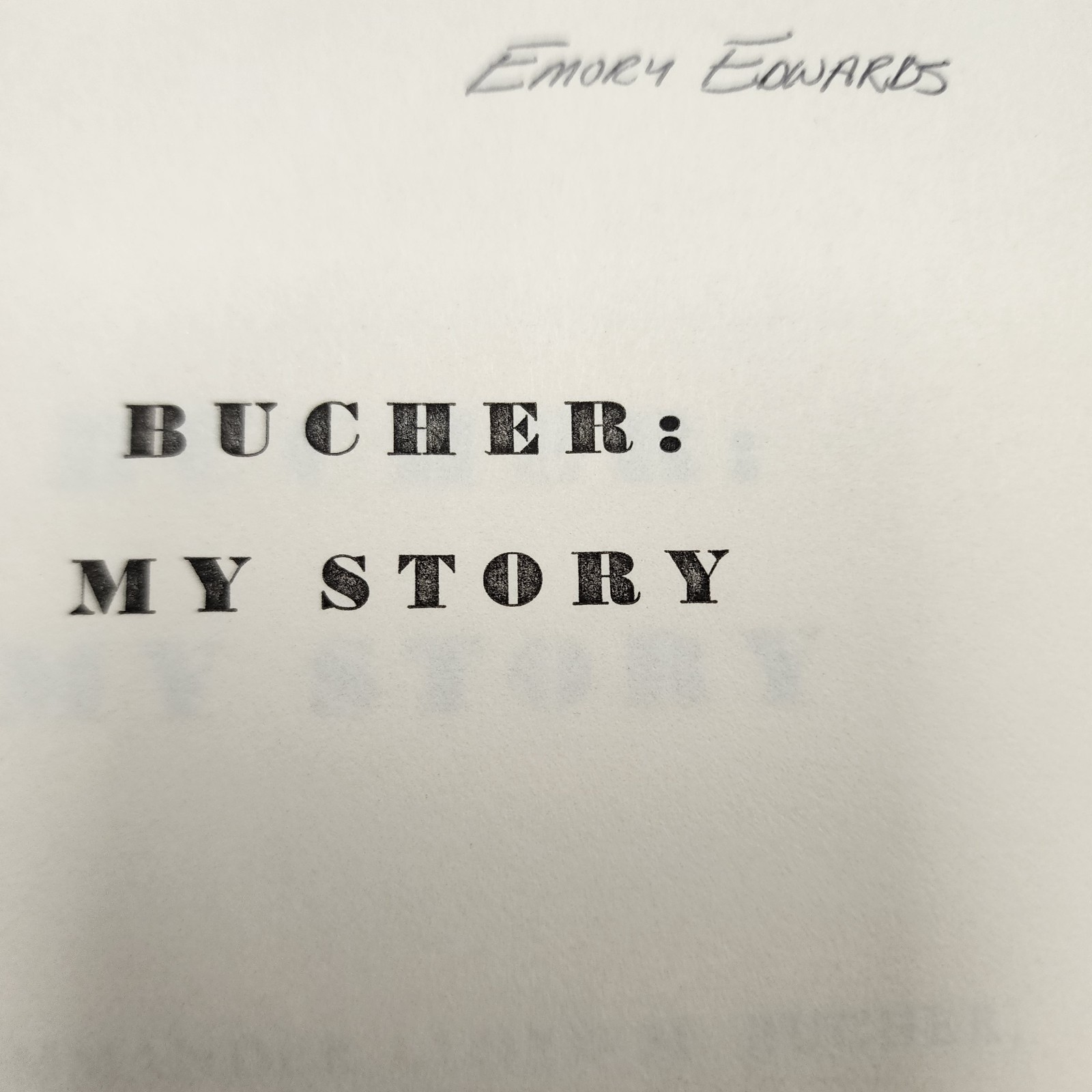 Bucher: My Story (Hardback 1970) (FREE SHIPPING)