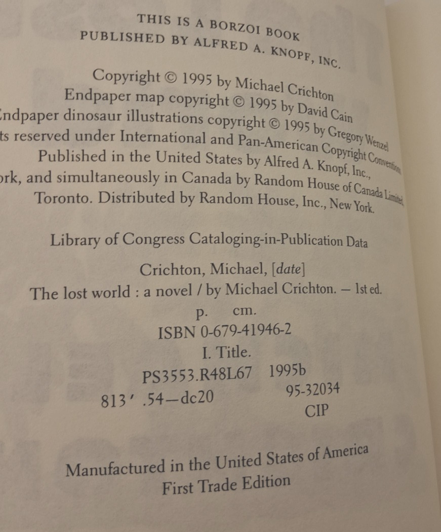 The Lost World By Michael Crichton 1ST TRADE EDITION HC DJ