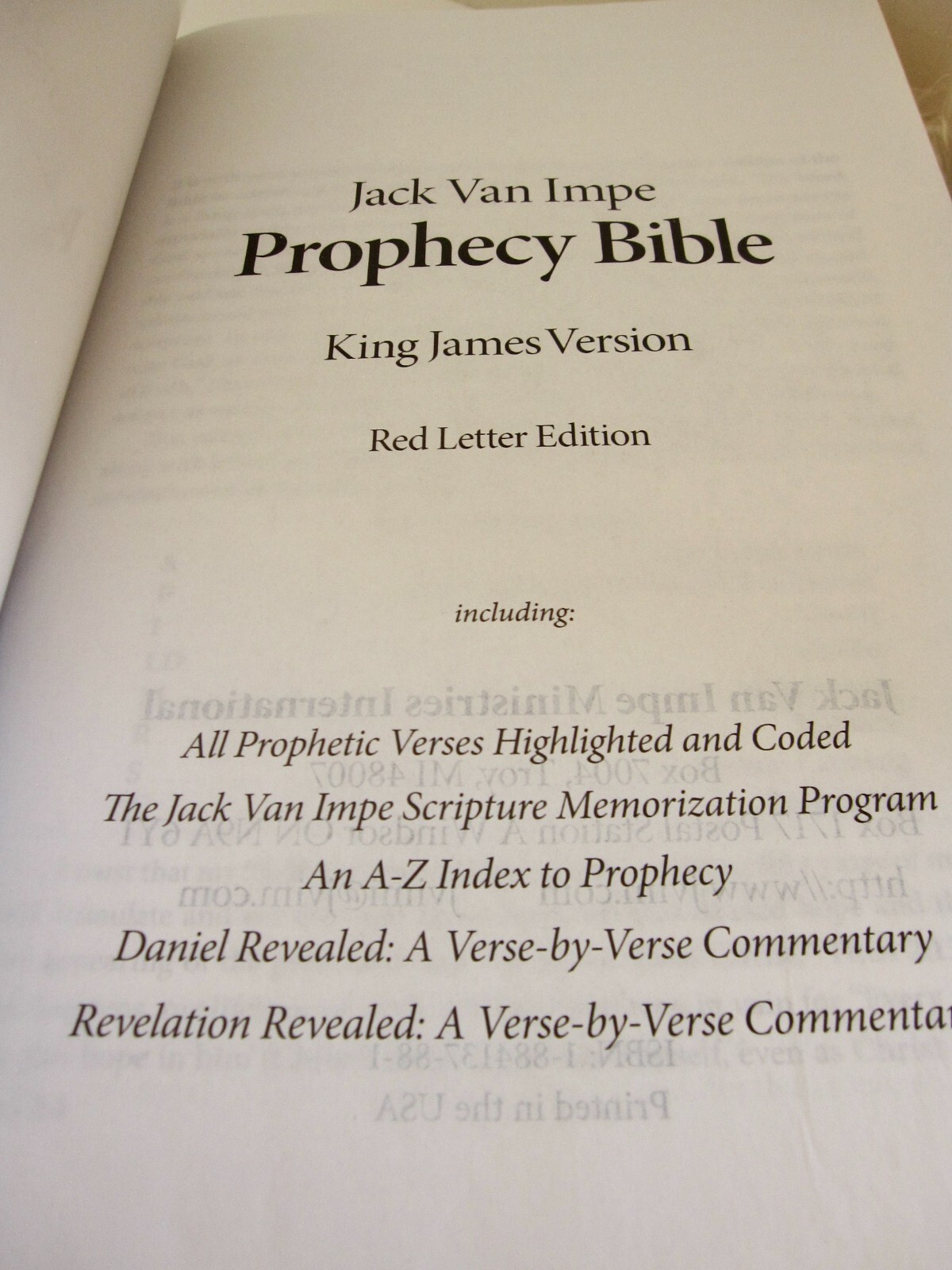 Jack Van Impe Prophecy Bible KJV Red Letter Edition Brown Leather Cover USA