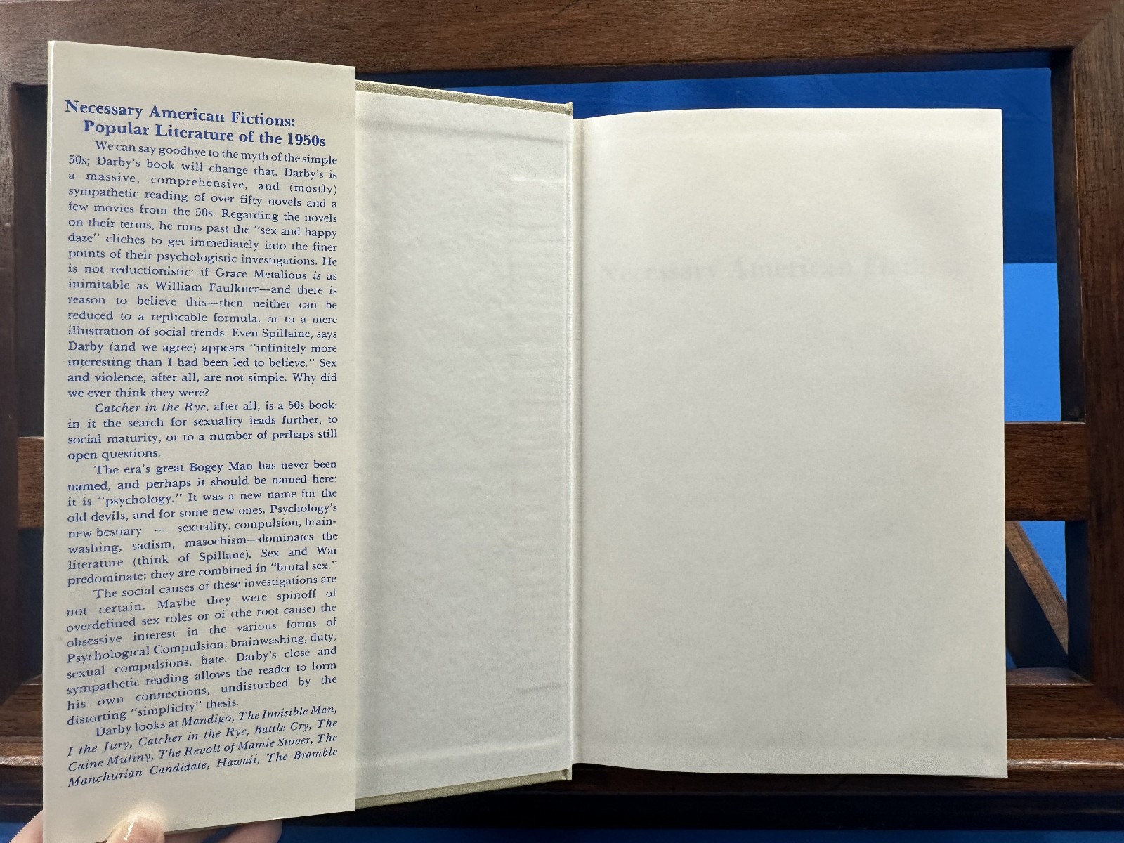 Necessary American Fictions: Popular Literature of the 1950’s- Darby, 1987